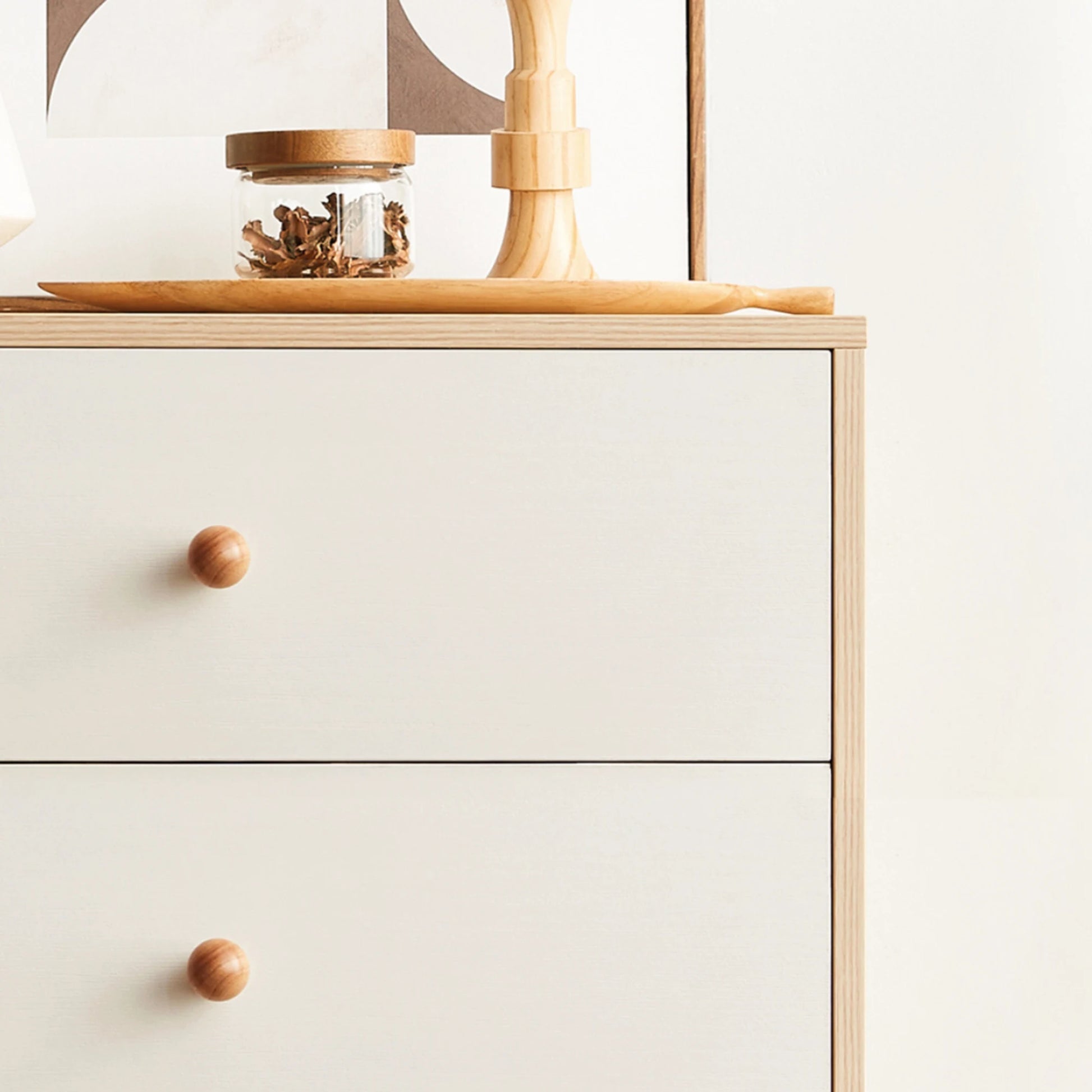 Linspire Fresko Chest of 5 Drawers, White & Natural Wood