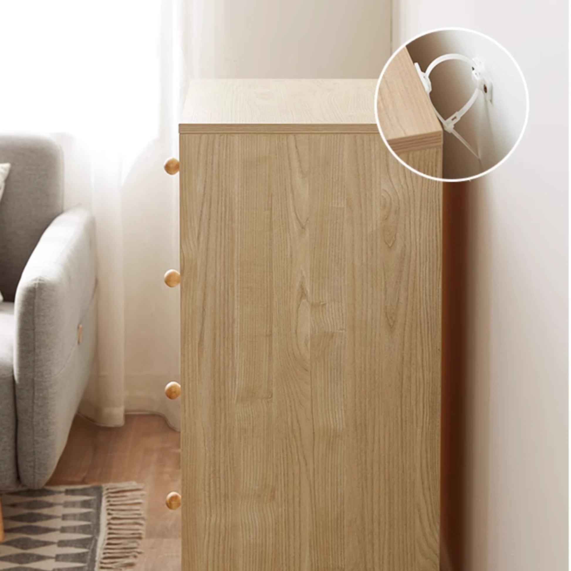 Linspire Fresko Chest of 5 Drawers, White & Natural Wood