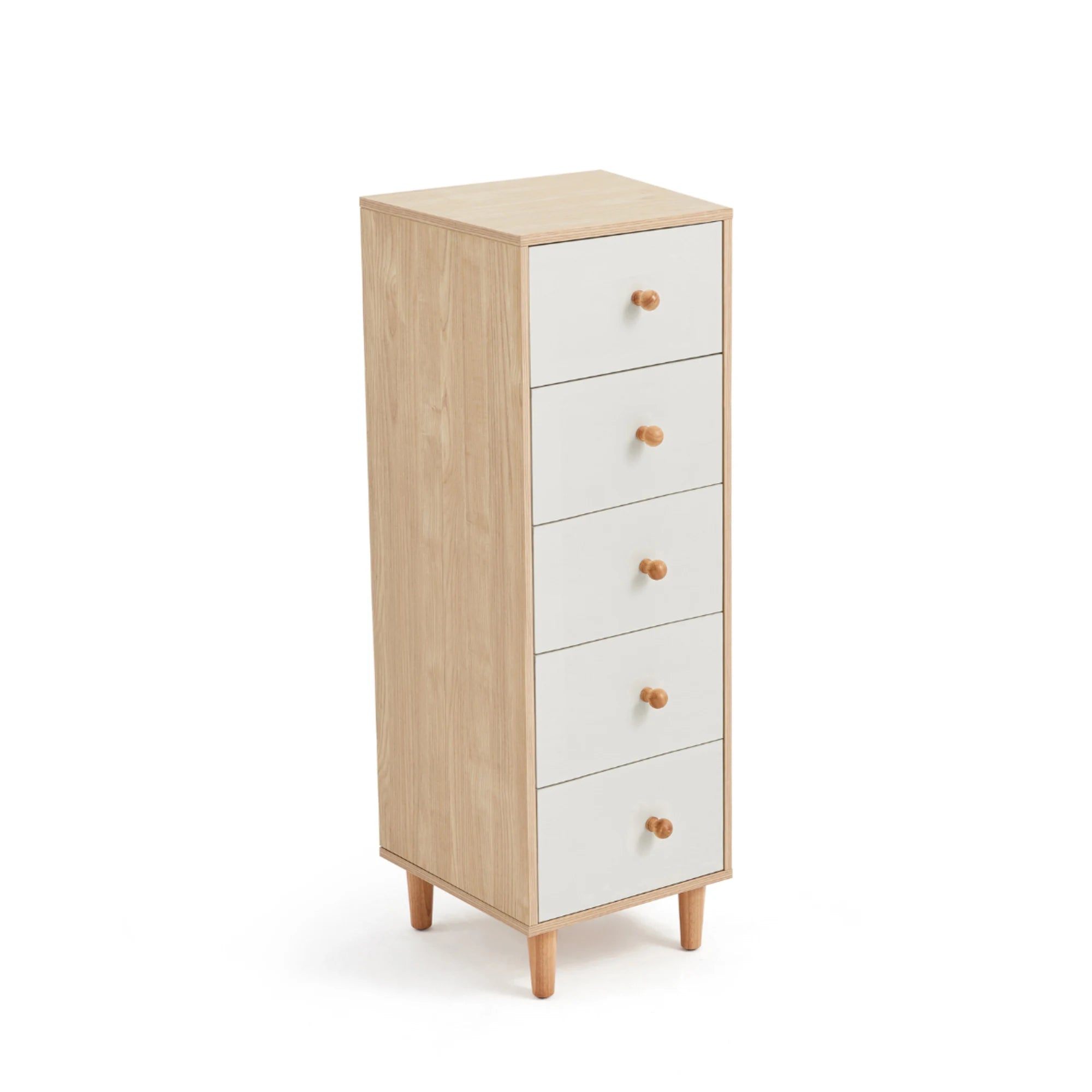 Linspire Fresko Chest of 5 Drawers, White, Narrow