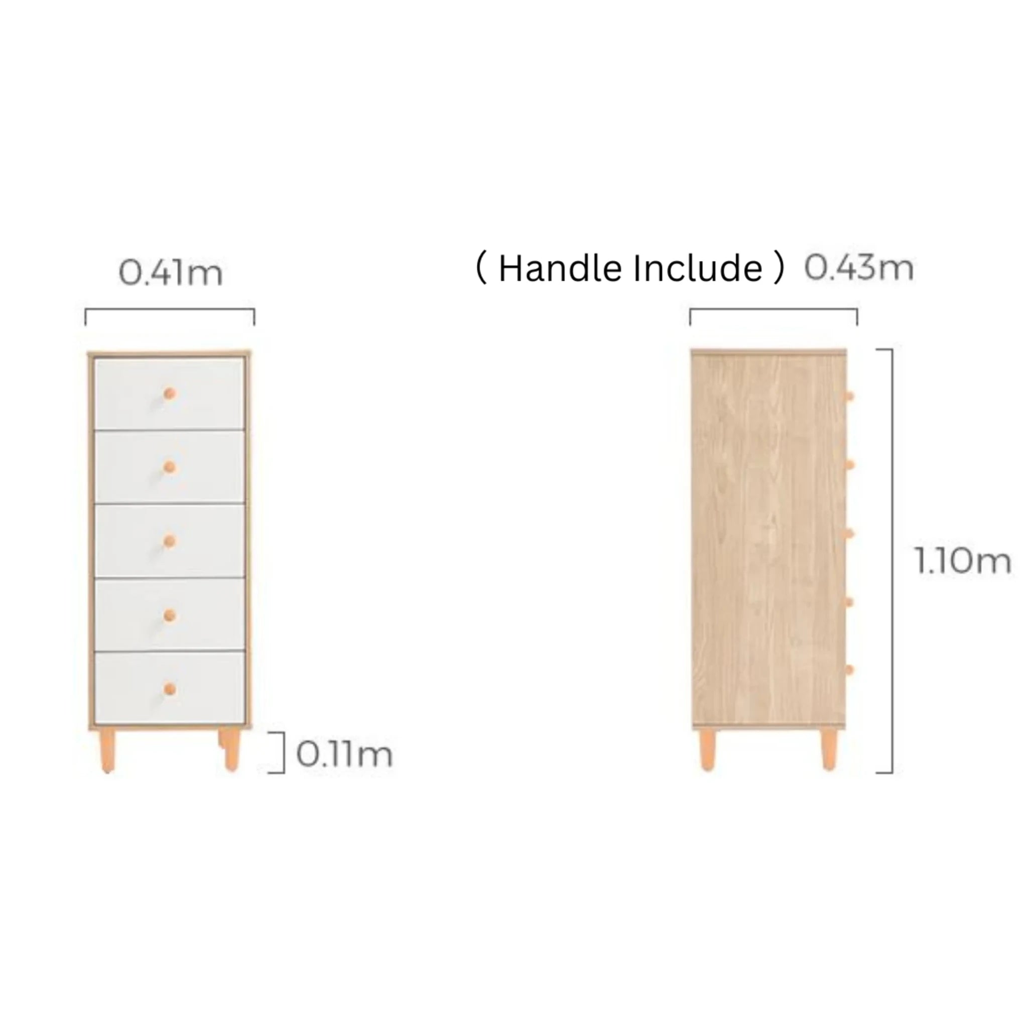 Linspire Fresko Chest of 5 Drawers, White, Narrow