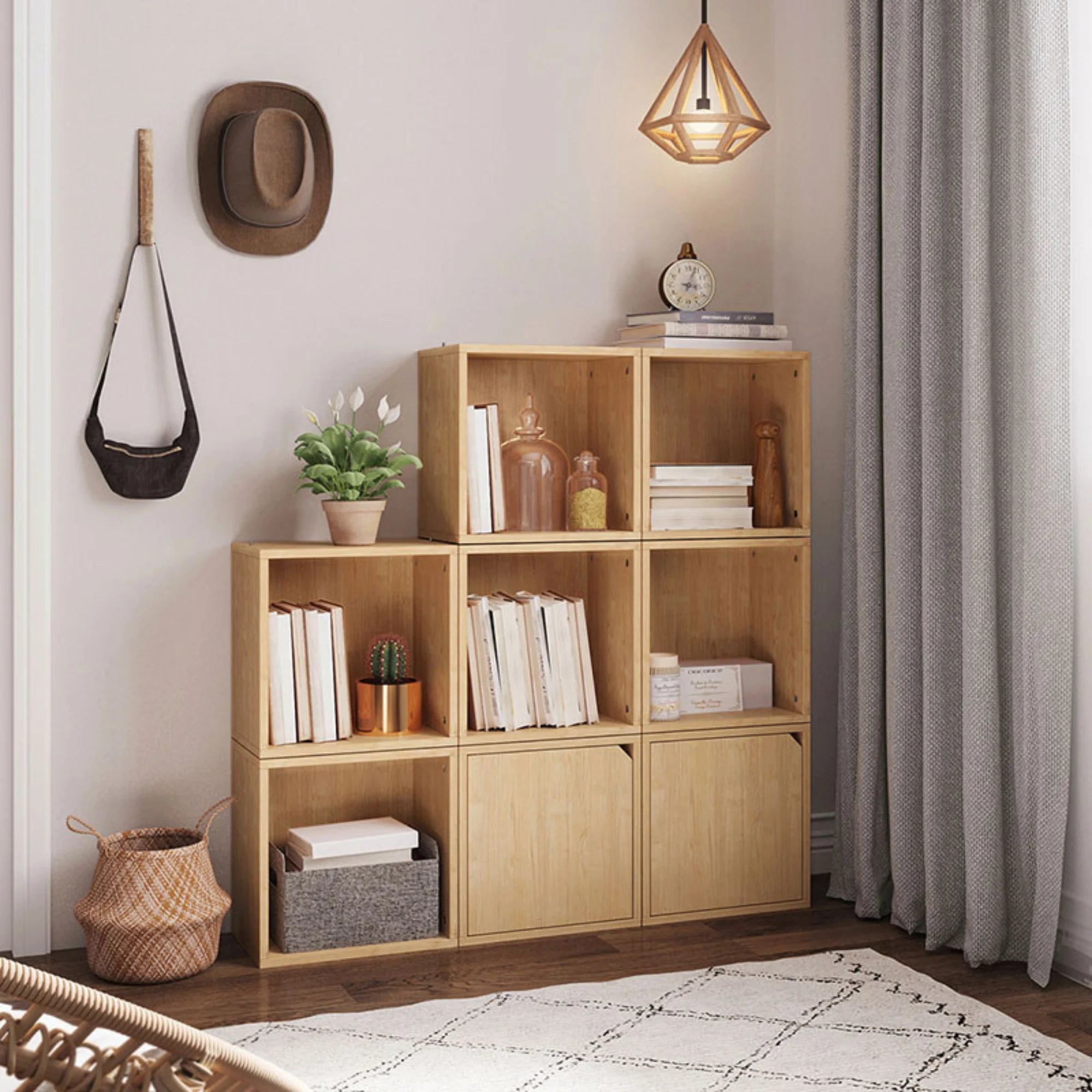 Linspire Geo Single Cube Storage , Natural Wood