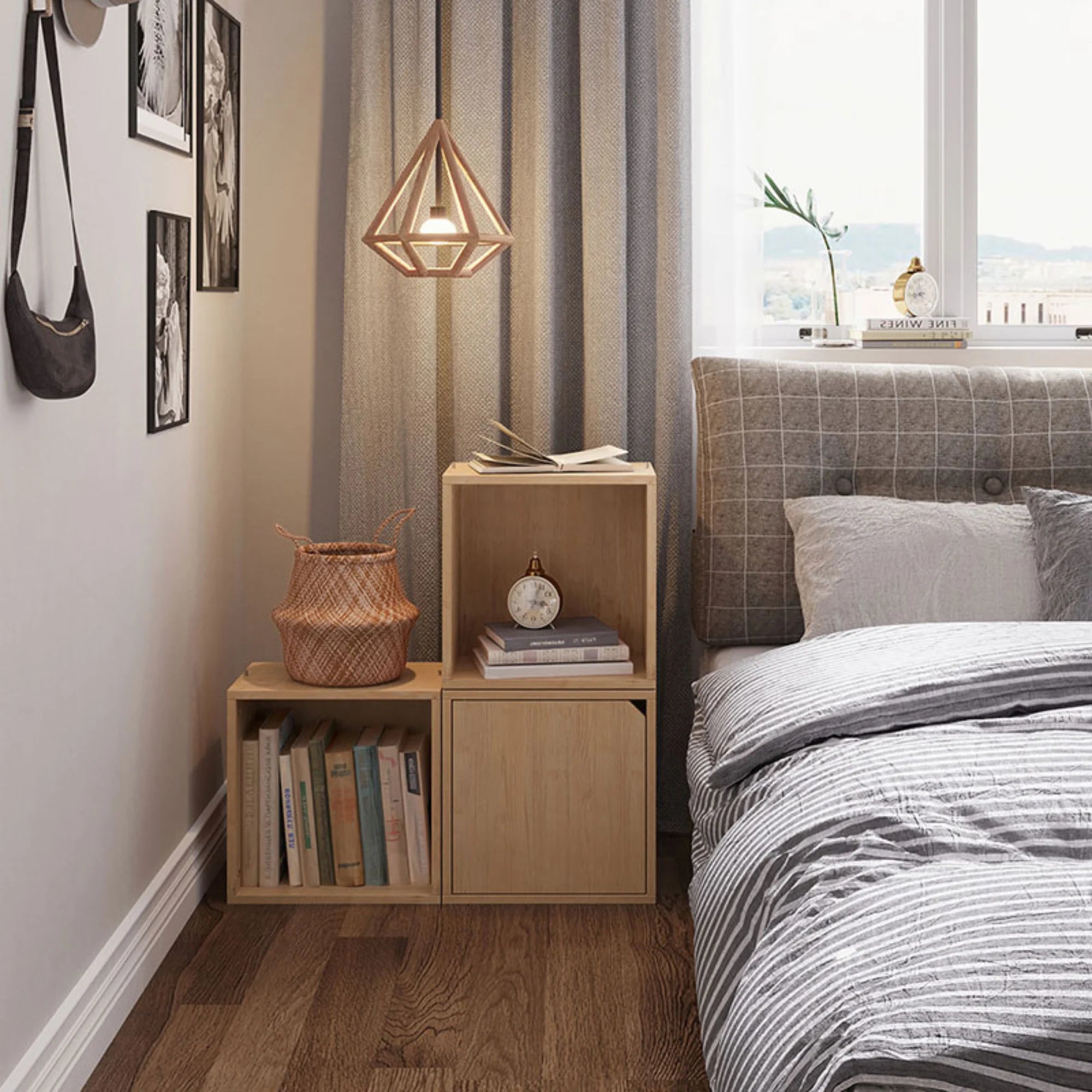 Linspire Geo Single Cube Storage , Natural Wood
