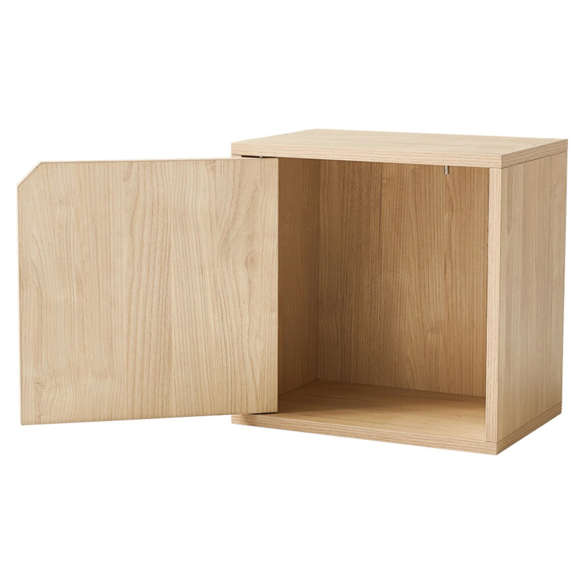 Linspire Geo Single Cube Storage with door, Natural Wood