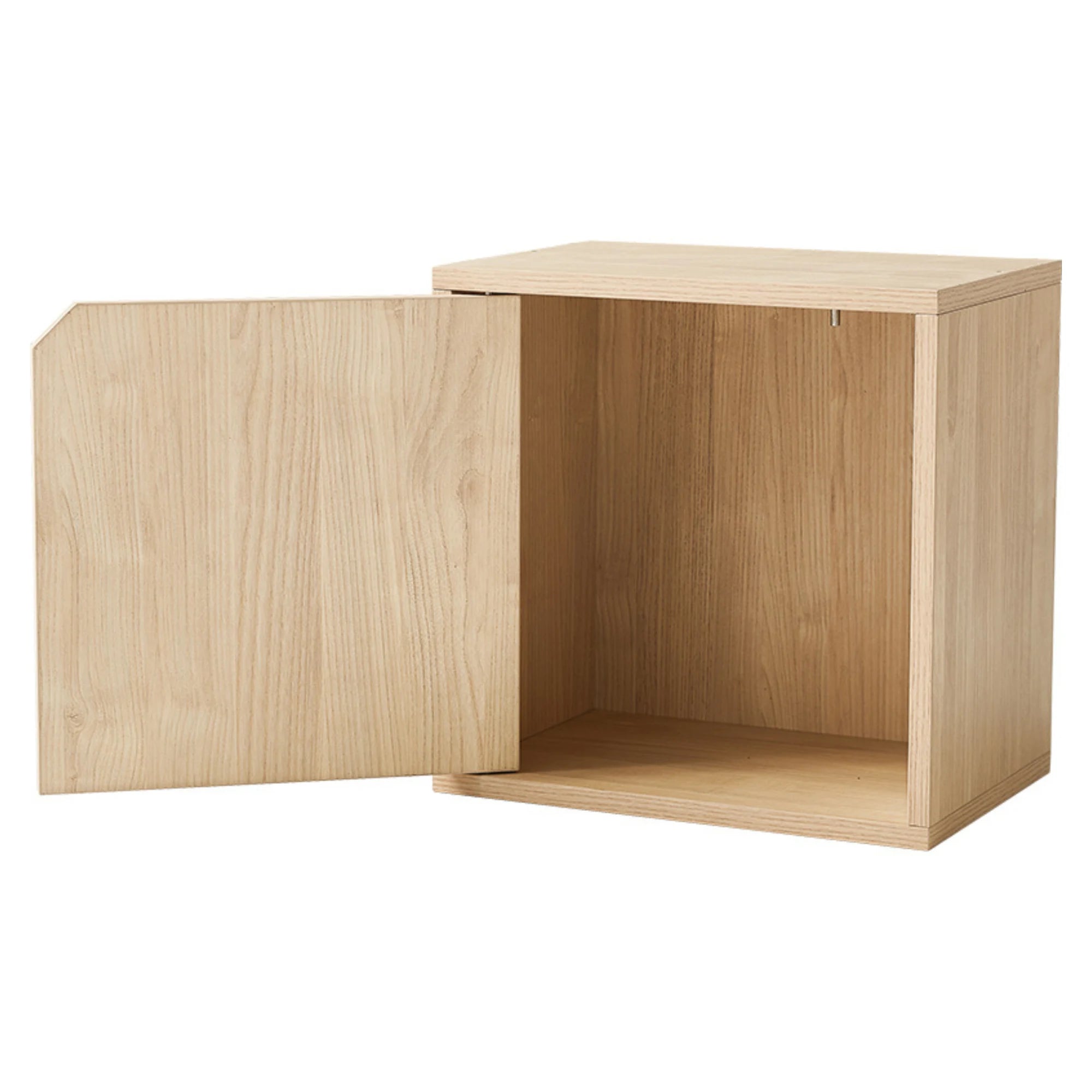 Linspire Geo Single Cube Storage with door, Natural Wood