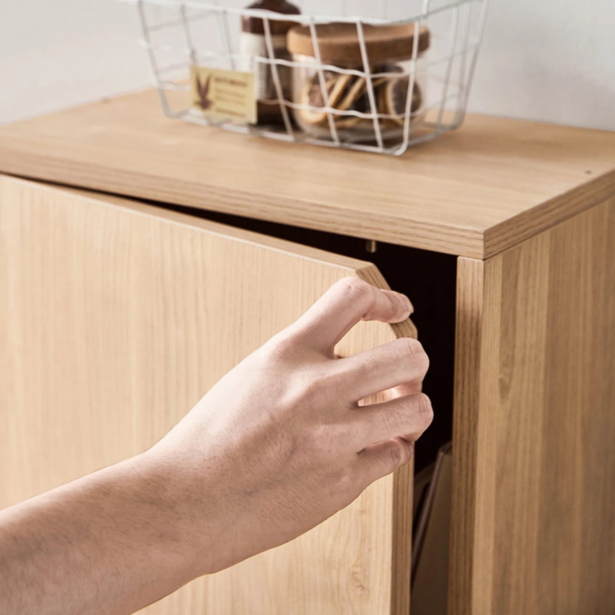 Linspire Geo Single Cube Storage with door, Natural Wood