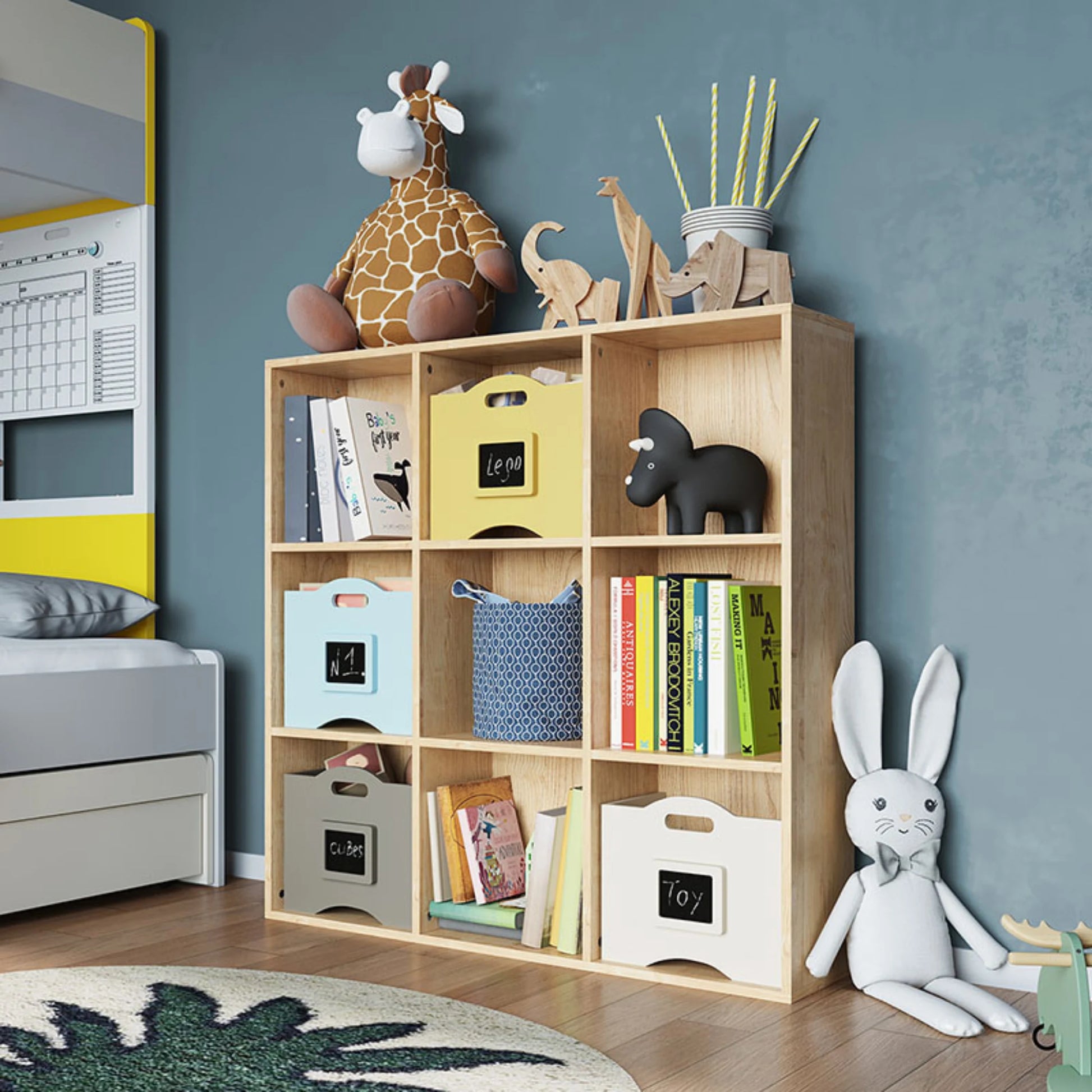Linspire Geo 9 Cube Storage Unit, Natural Wood