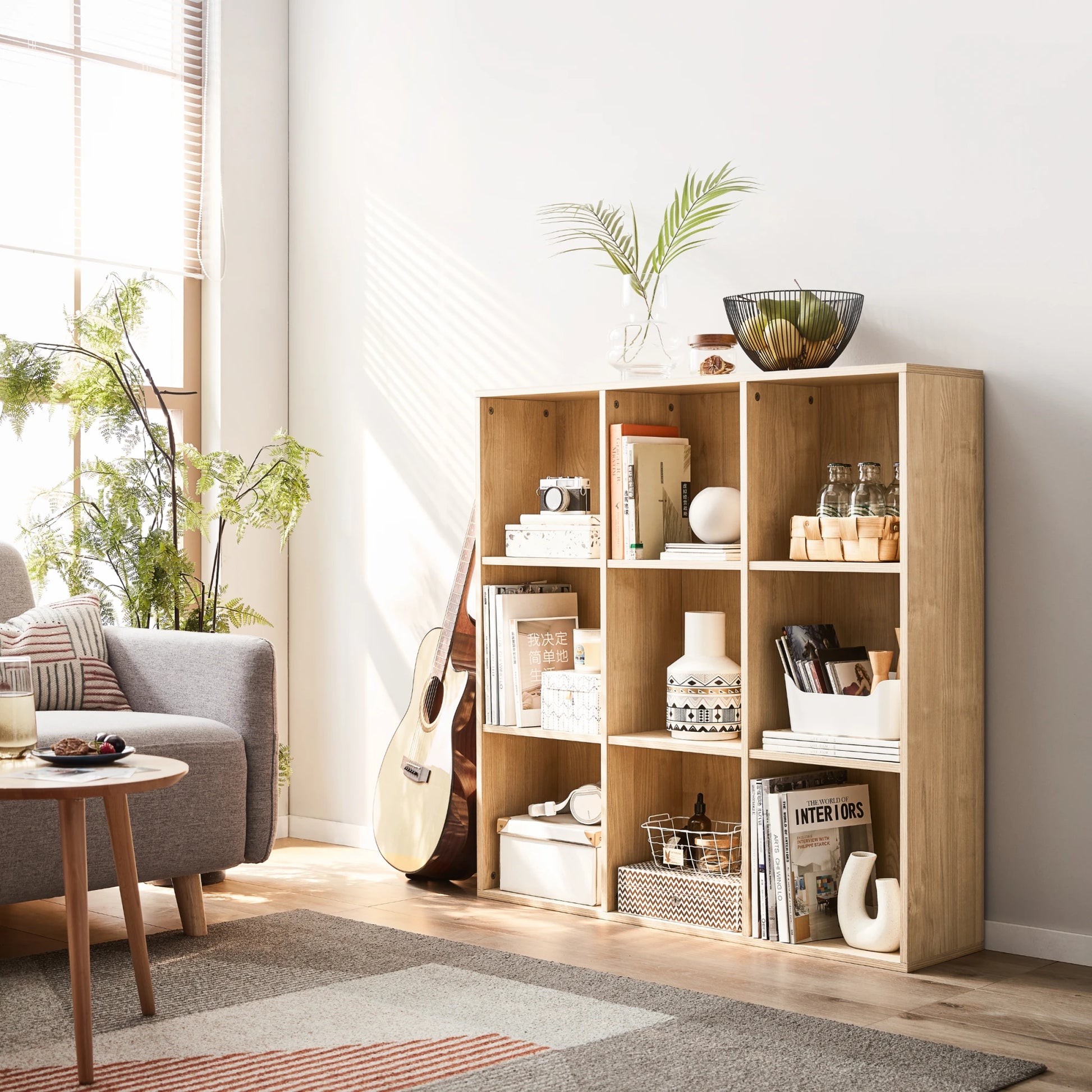 Linspire Geo 9 Cube Storage Unit, Natural Wood