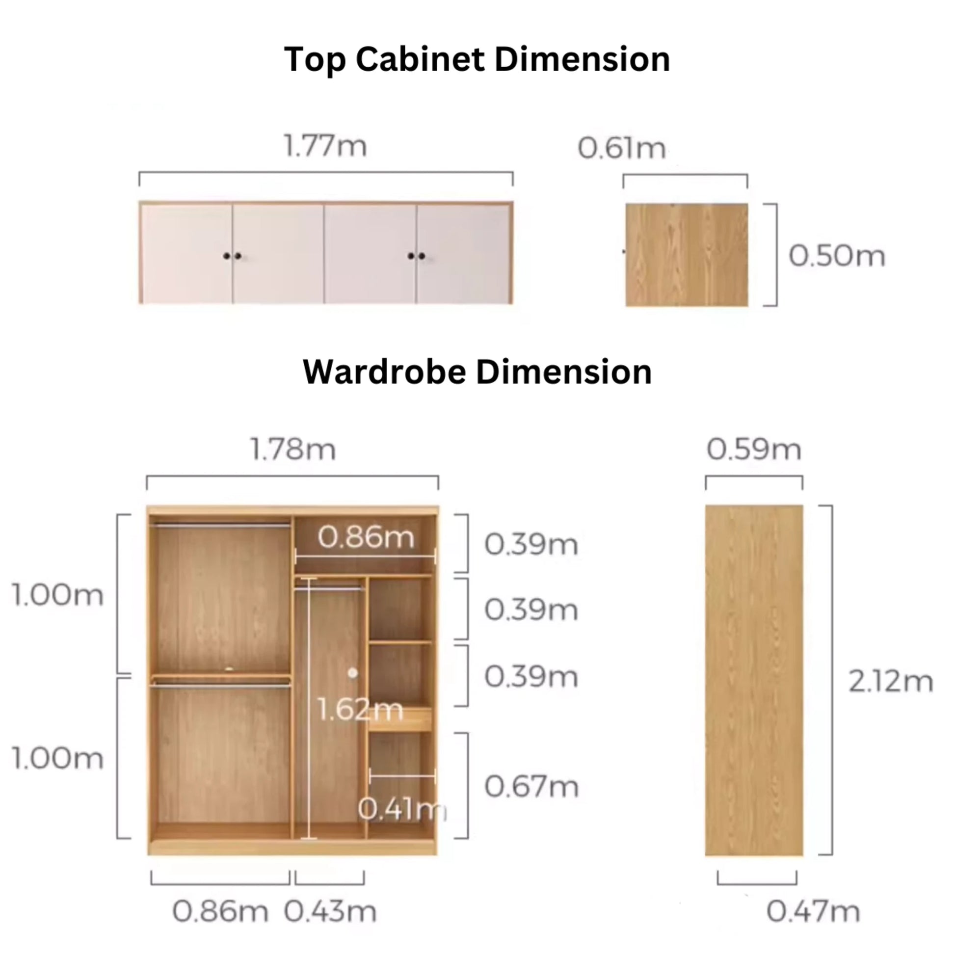 Linspire Grace Sliding Door Wardrobe with Top Cabinet, 180cm