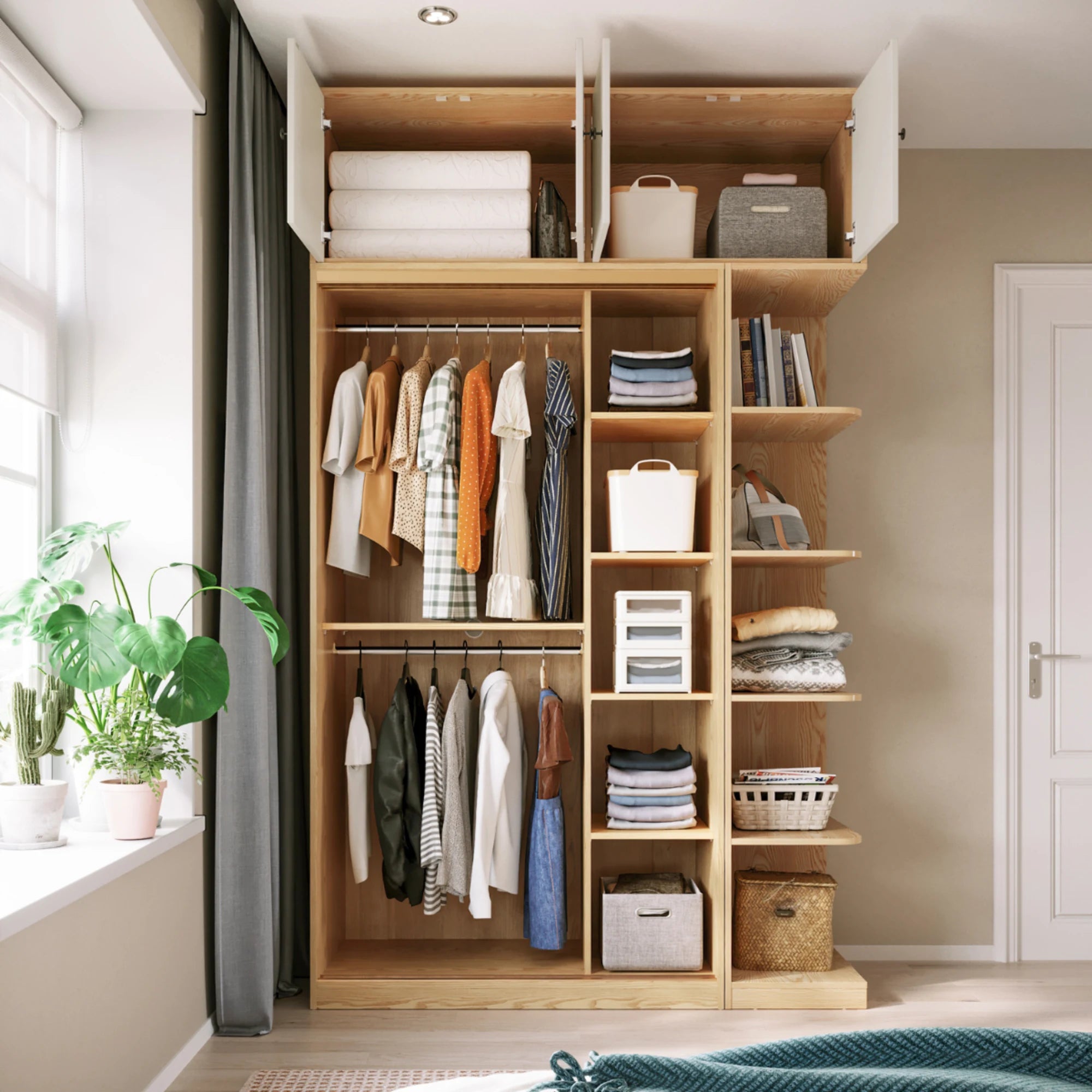 Linspire Grace Sliding Door Wardrobe with Top Cabinet, 200cm