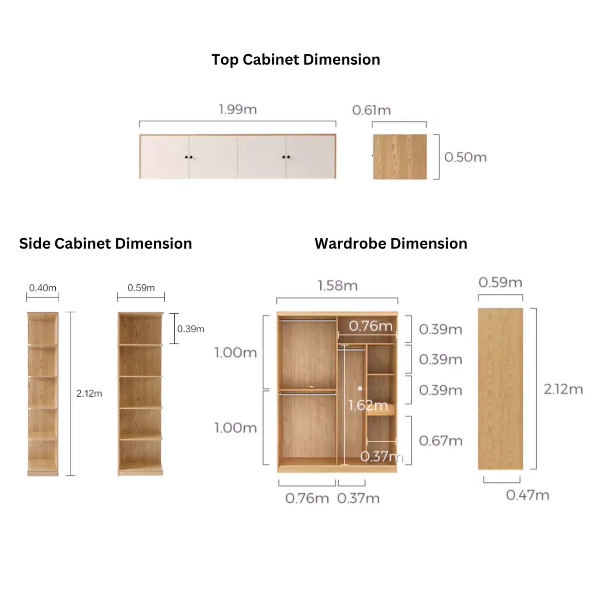 Linspire Grace Sliding Door Wardrobe with Top Cabinet, 200cm