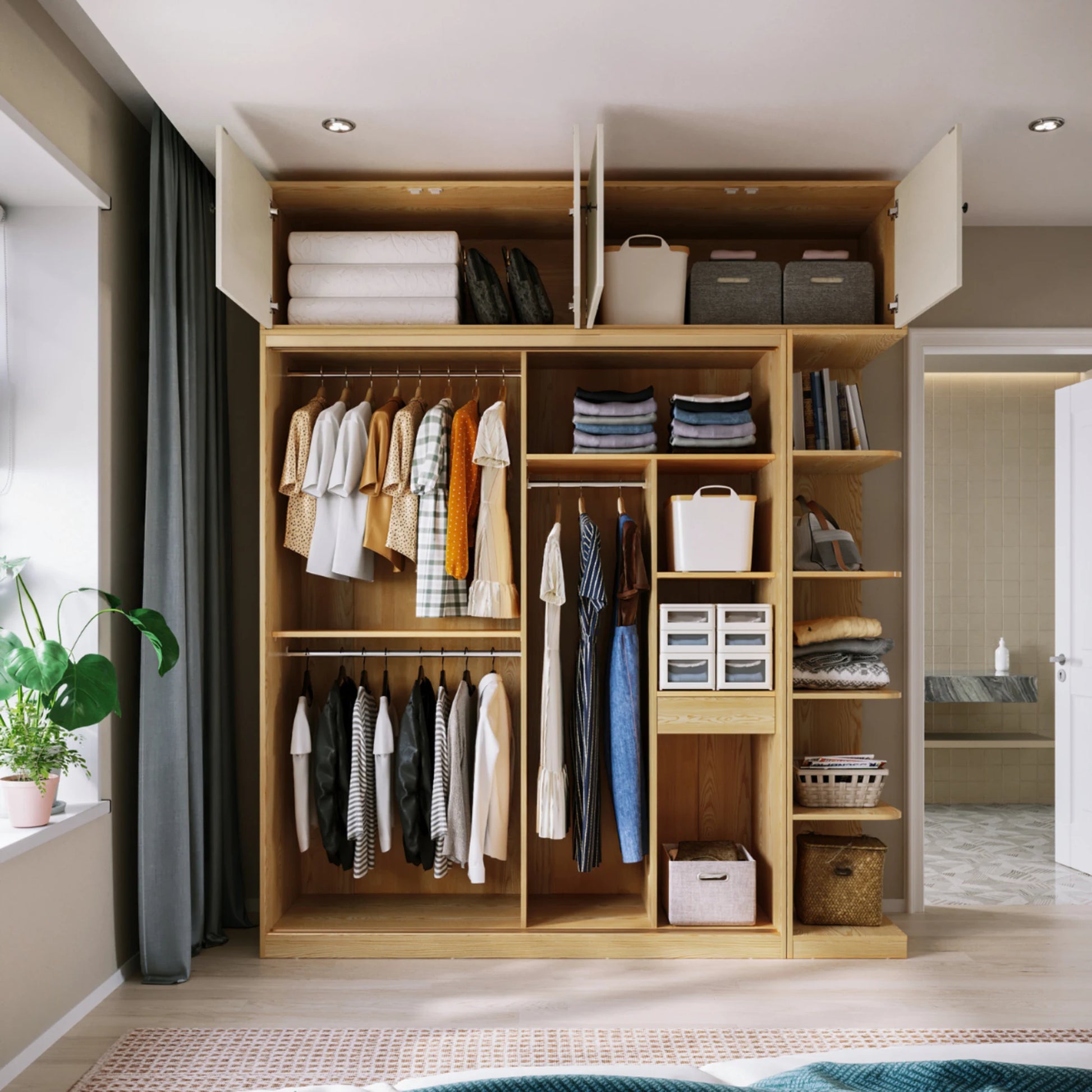 Linspire Grace Sliding Door Wardrobe with Top Cabinet, 220cm