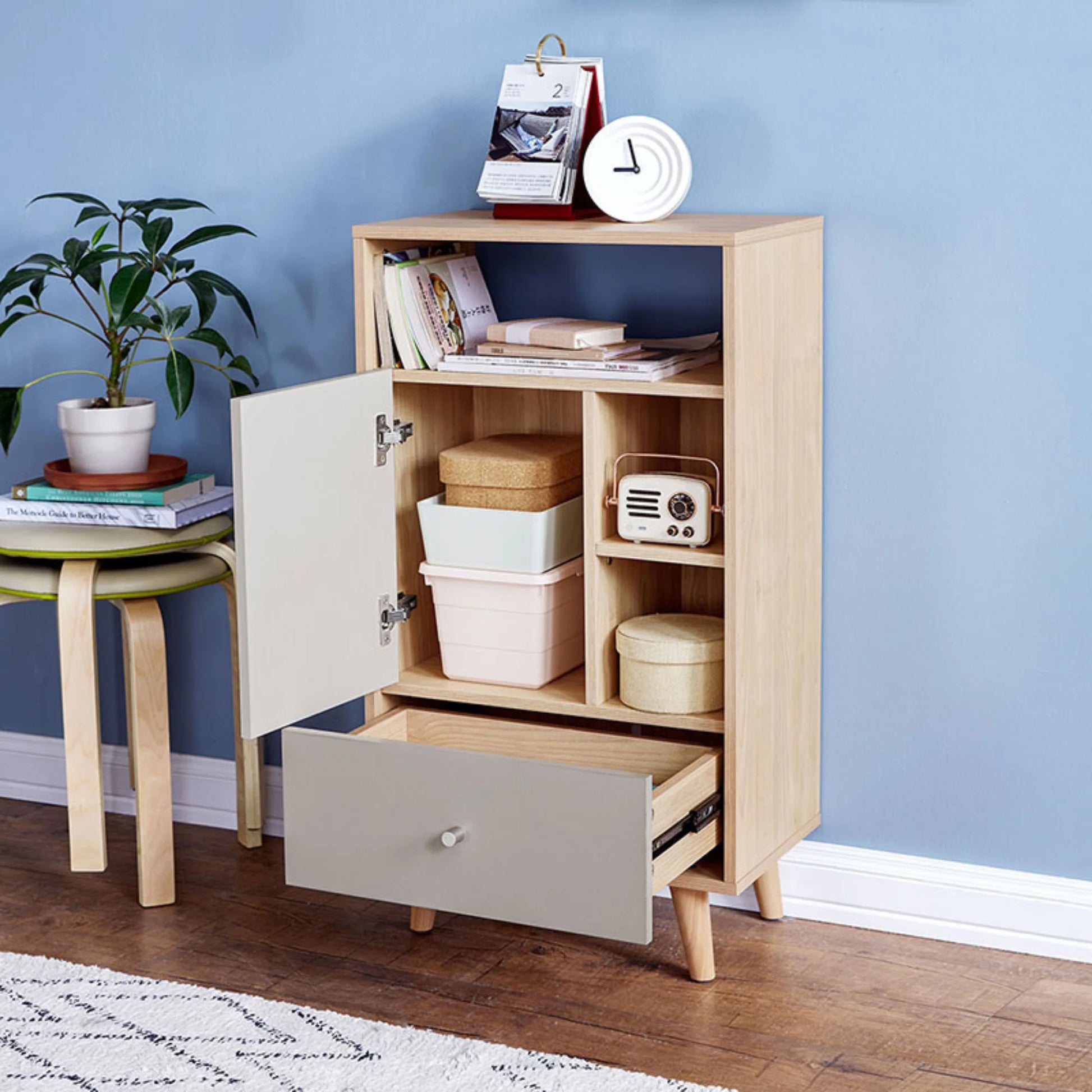 Linspire Juniper Storage Cabinet, Grey & White