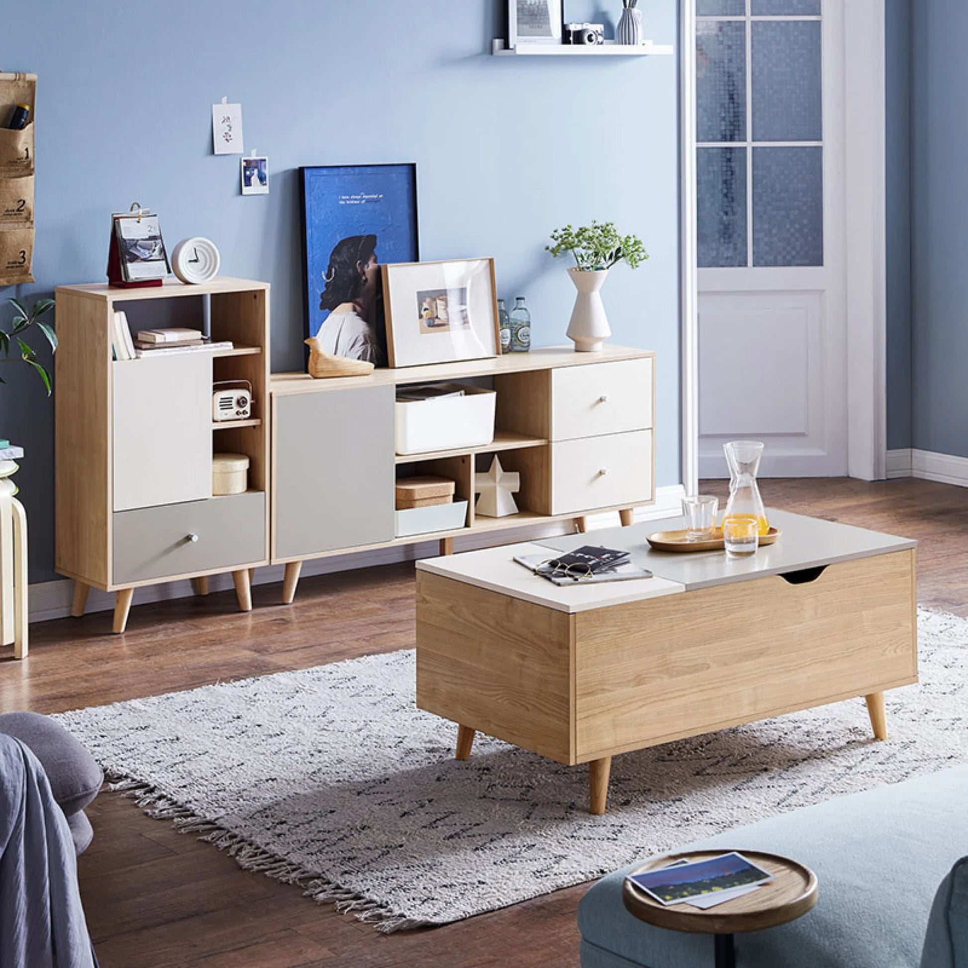 Linspire Juniper Storage Cabinet, Grey & White