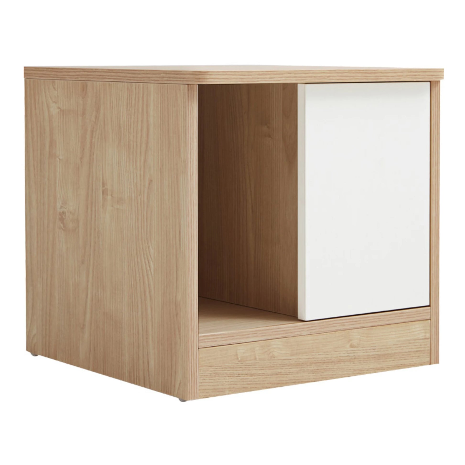 Linspire Evelyn Bedside Table with Cabinet, Natural Wood