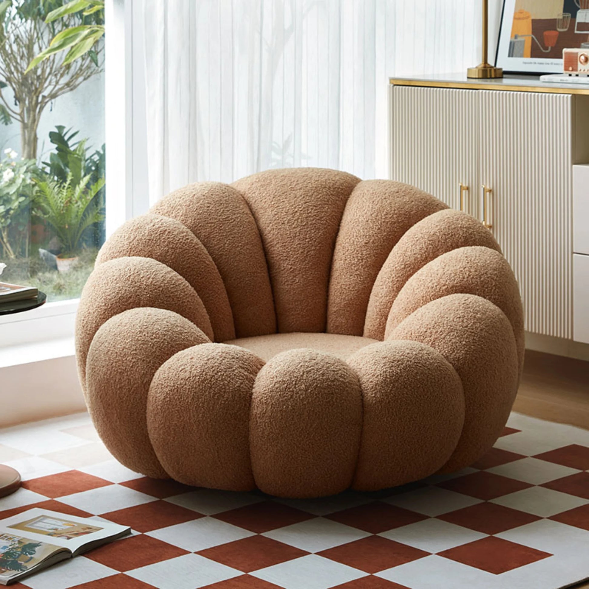 Linspire Lotus Boucle Swivel Armchair, Toffee