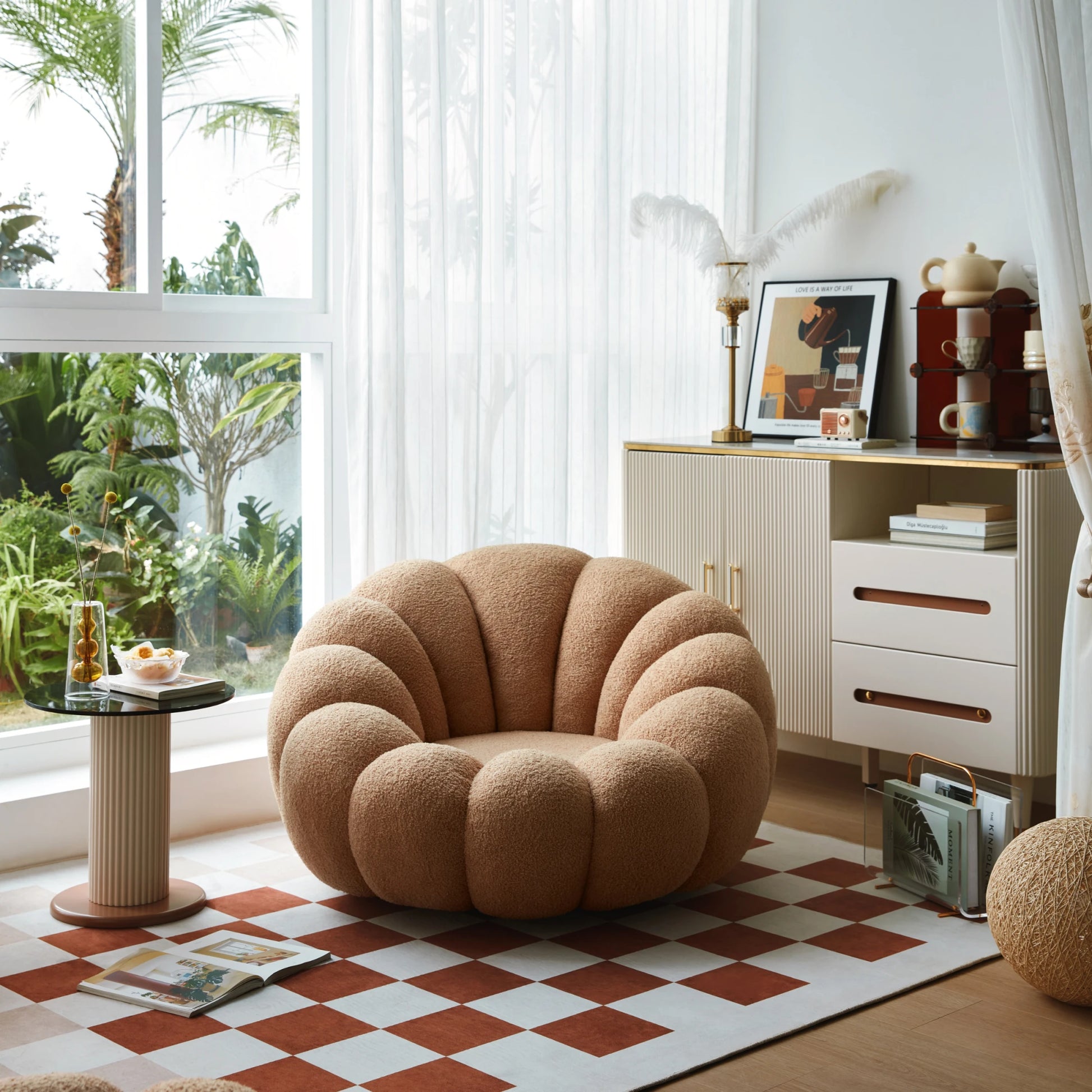 Linspire Lotus Boucle Swivel Armchair, Toffee