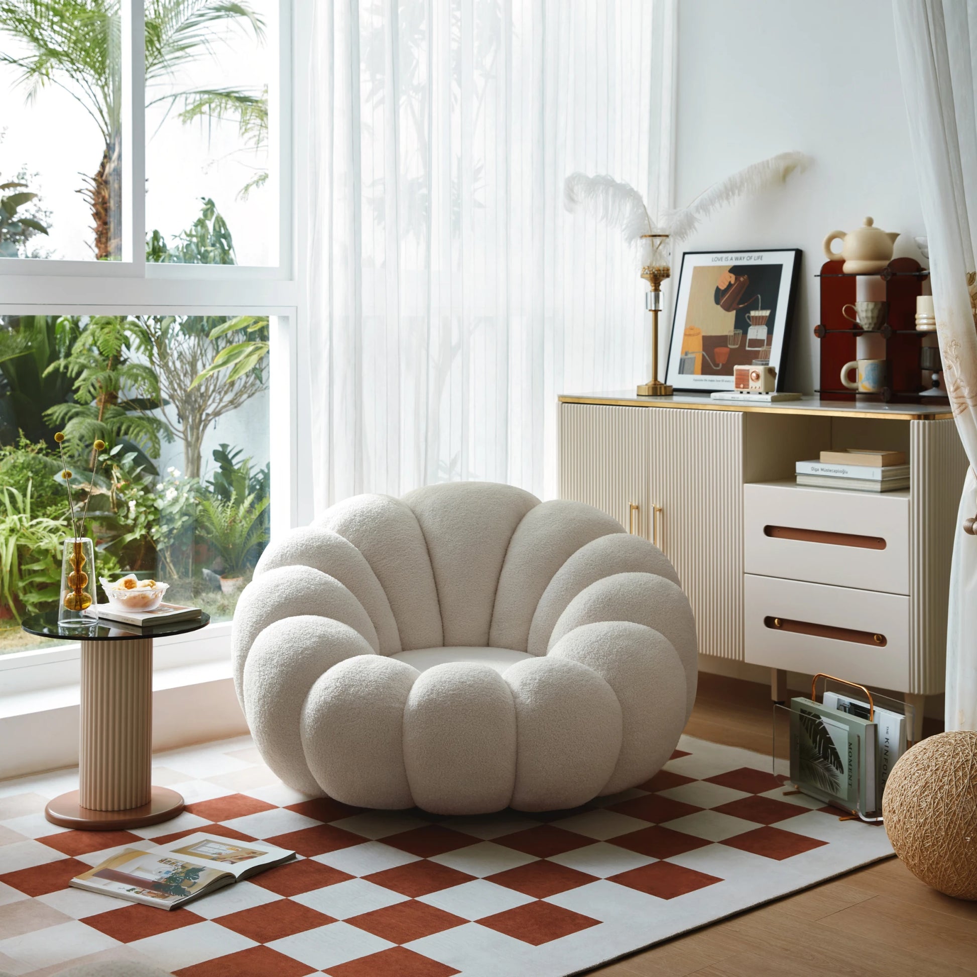 Linspire Lotus Boucle Swivel Armchair, Marshmallow