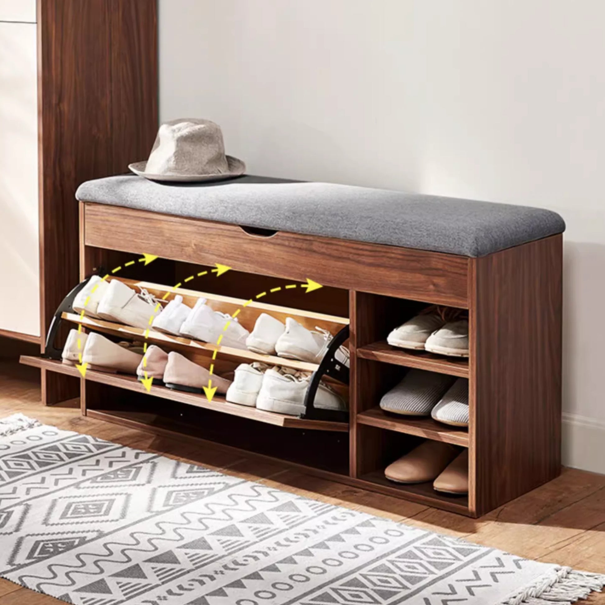 Linspire Miro Shoe Storage Bench, Small, Dark Wood