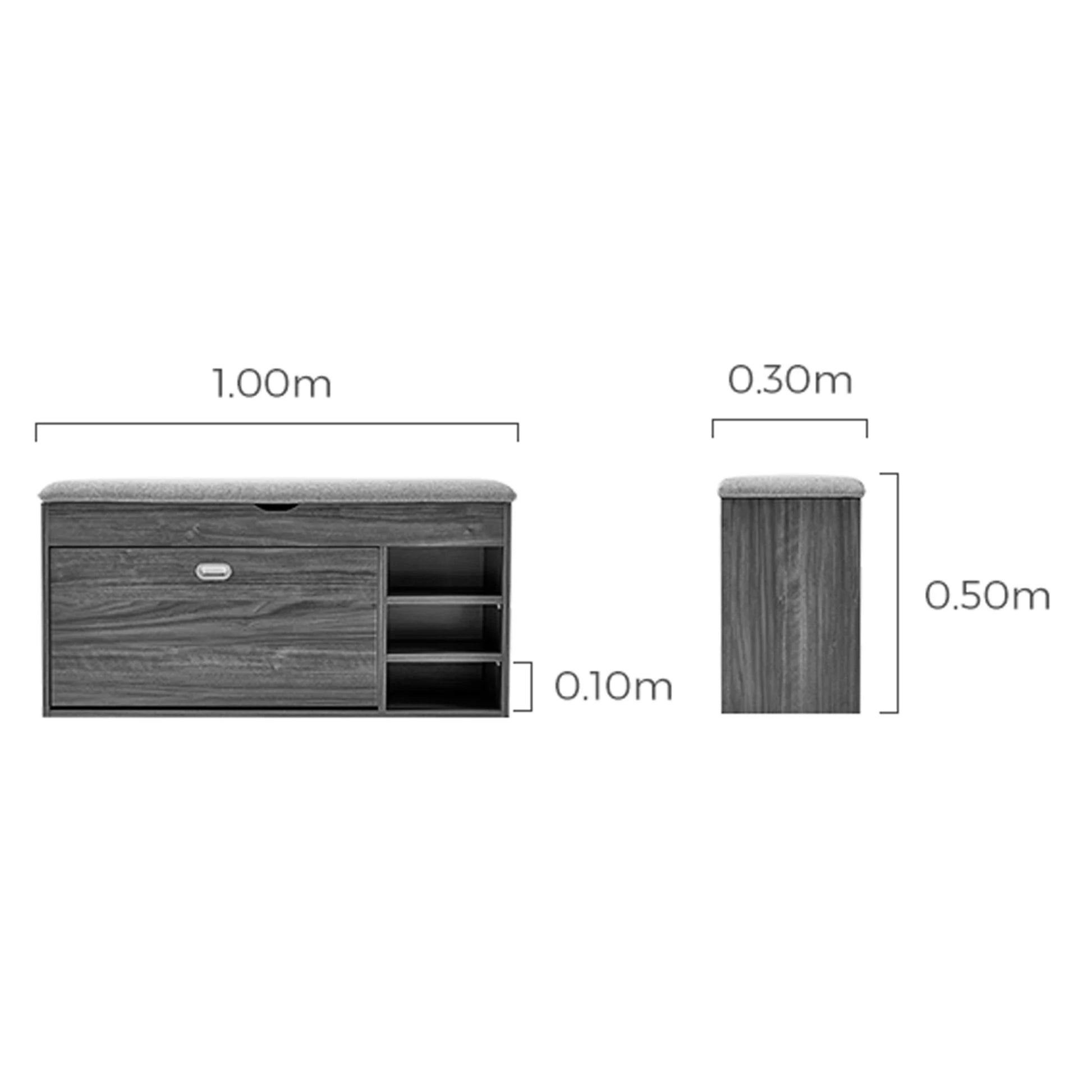 Linspire Miro Shoe Storage Bench, Large, Dark Wood