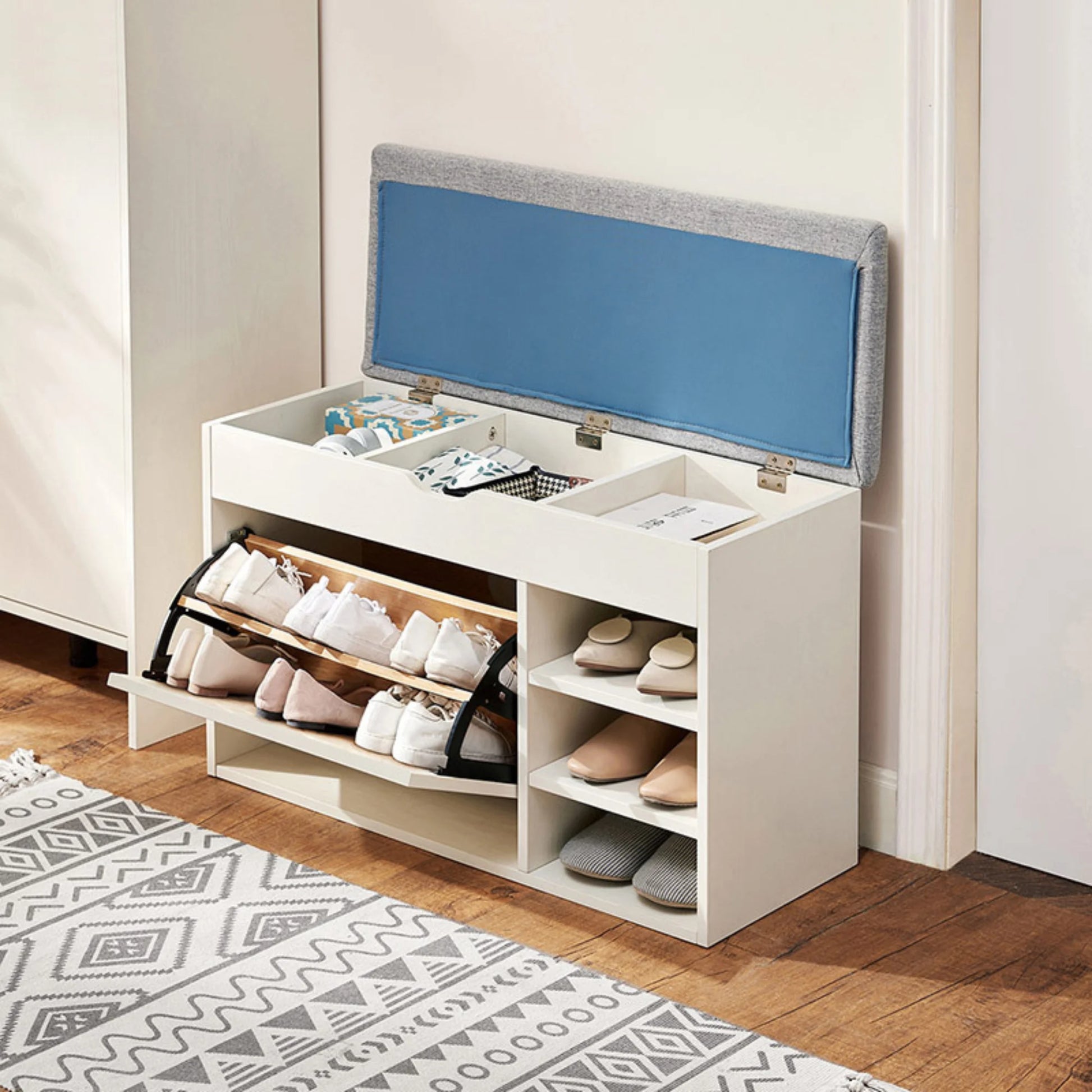 Linspire Miro Shoe Storage Bench, Small, White