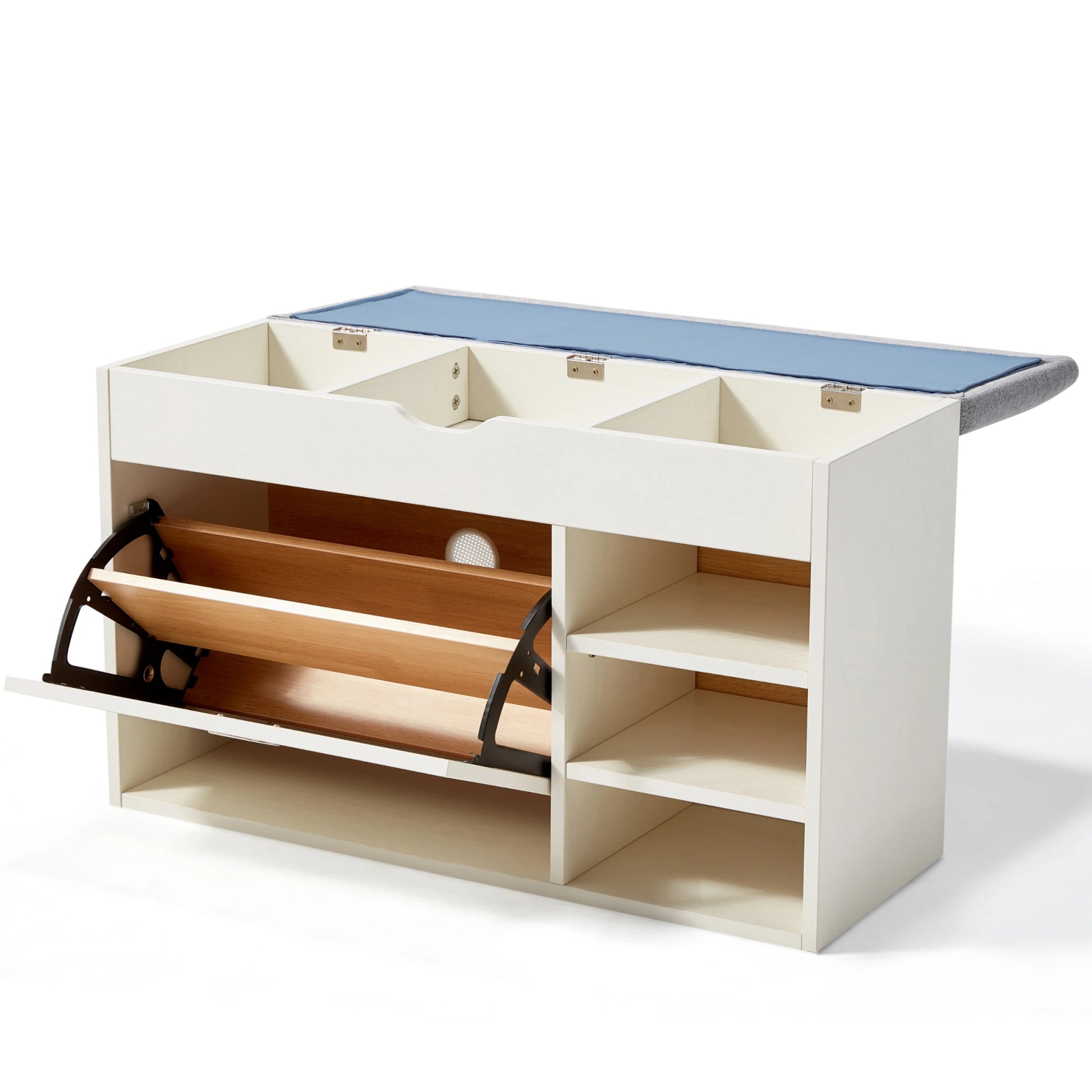 Linspire Miro Shoe Storage Bench, Large, White