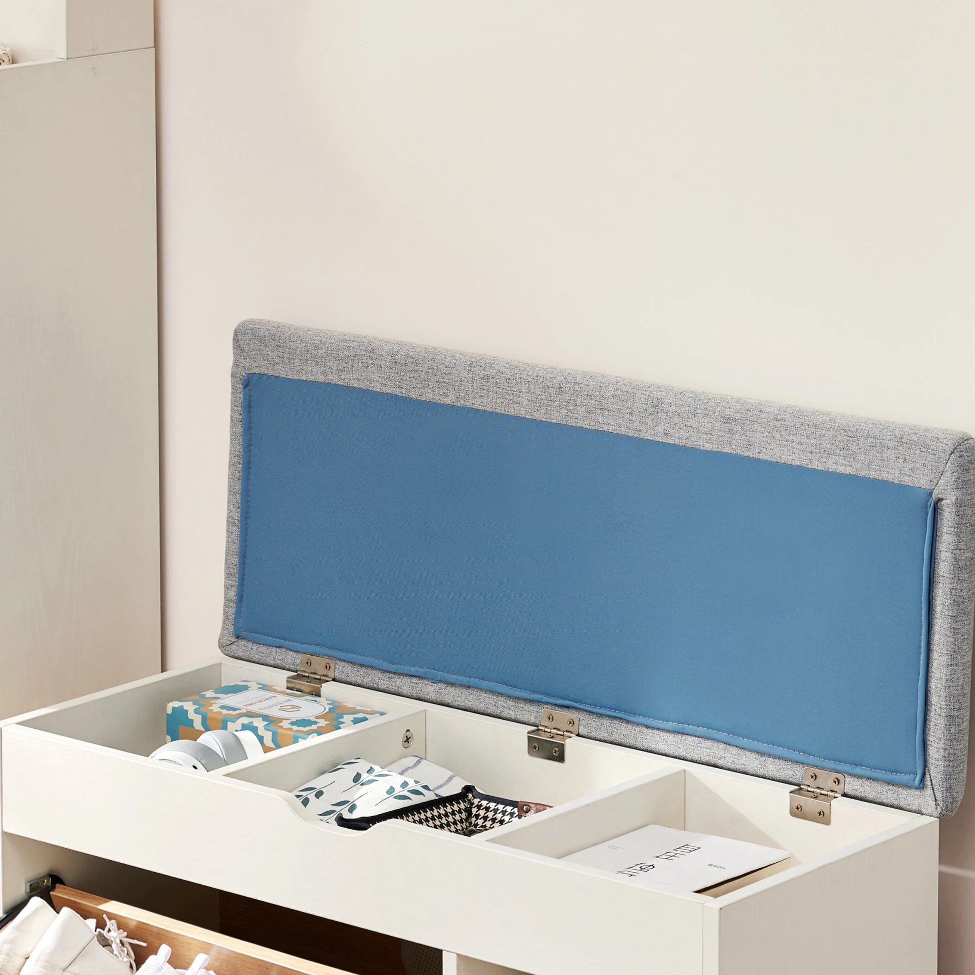 Linspire Miro Shoe Storage Bench, Large, White
