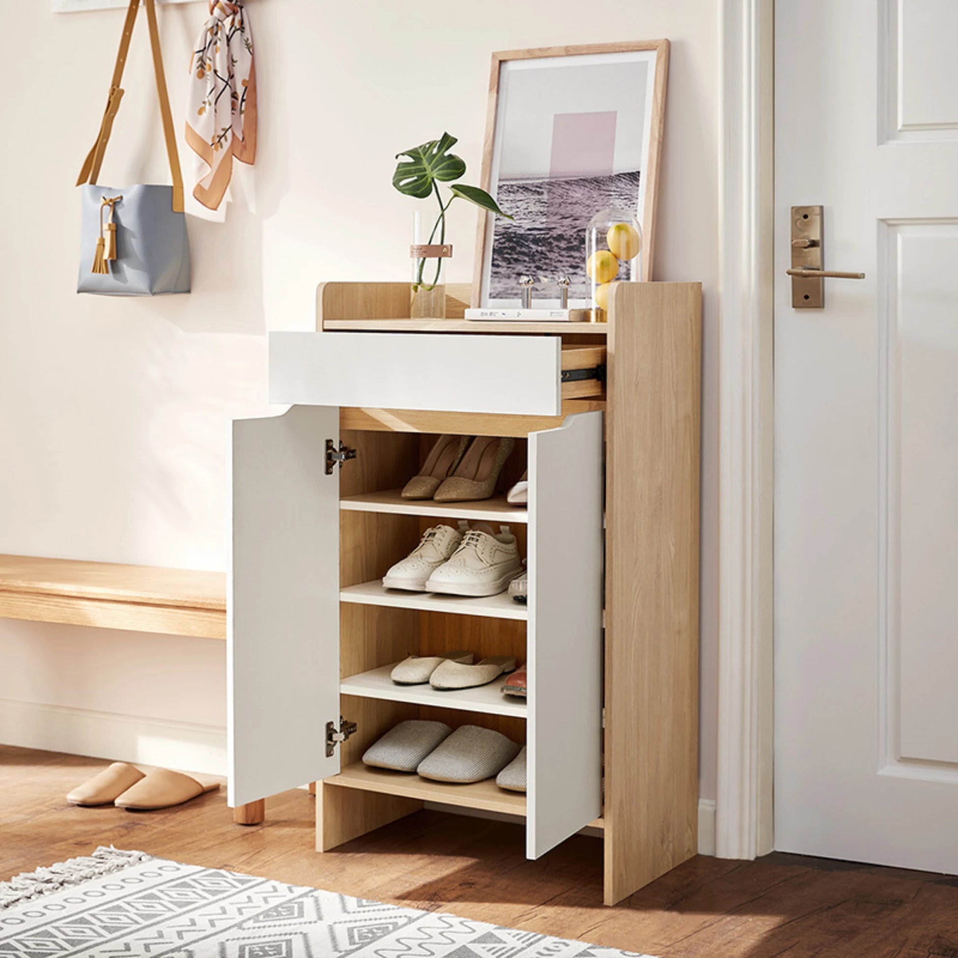 Linspire Miro Shoe Cabinet, Small, White