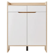 Linspire Miro Shoe Cabinet, Large, Natural Wood & White