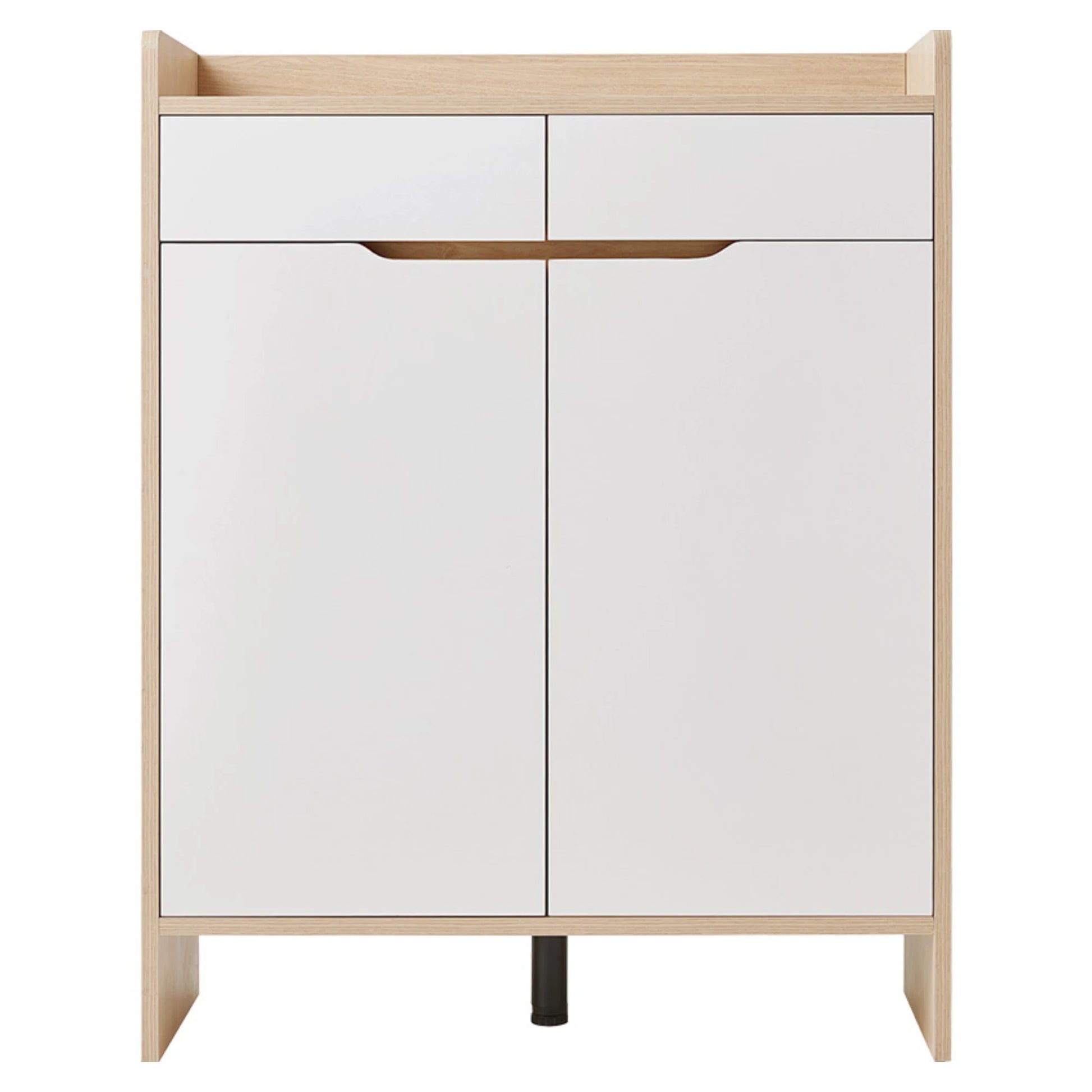 Linspire Miro Shoe Cabinet, Large, Natural Wood & White