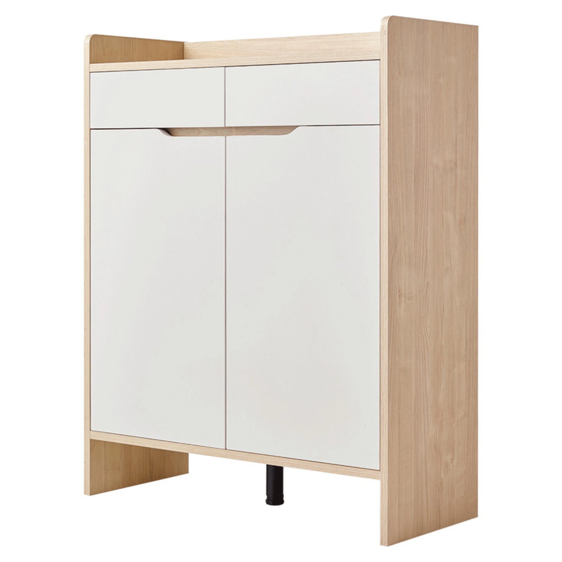 Linspire Miro Shoe Cabinet, Large, Natural Wood & White