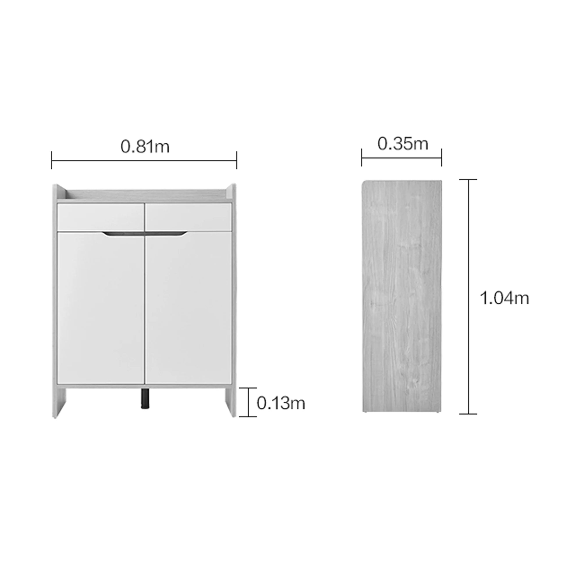 Linspire Miro Shoe Cabinet, Large, Natural Wood & White