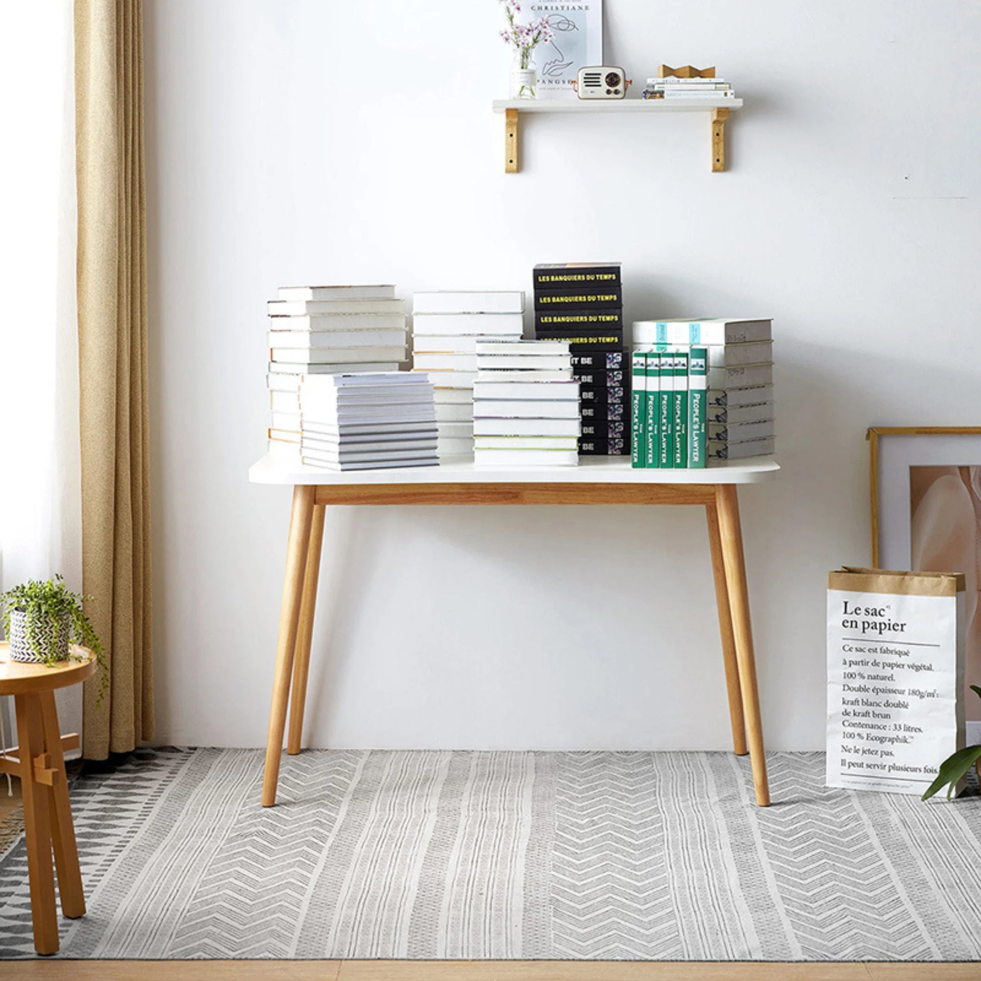 Linspire Oria Computer Desk, 80cm, Natural Wood & White