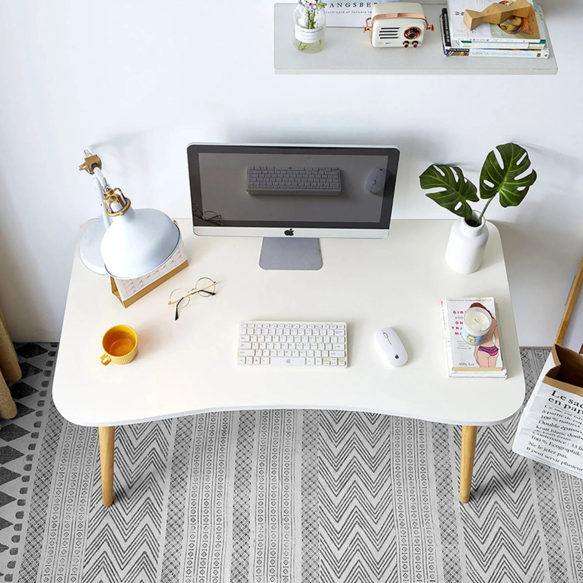 Linspire Oria Computer Desk, 80cm, Natural Wood & White
