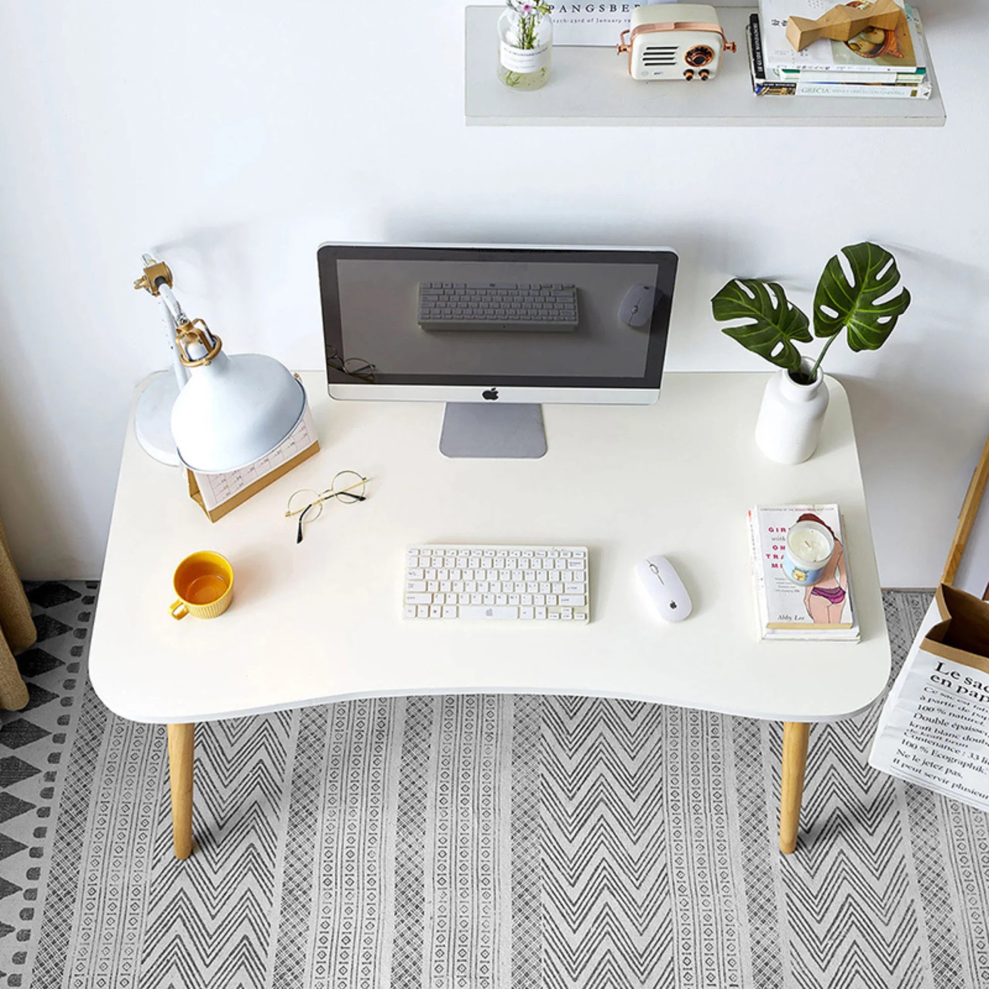 Linspire Oria Computer Desk, 80cm, Natural Wood & White