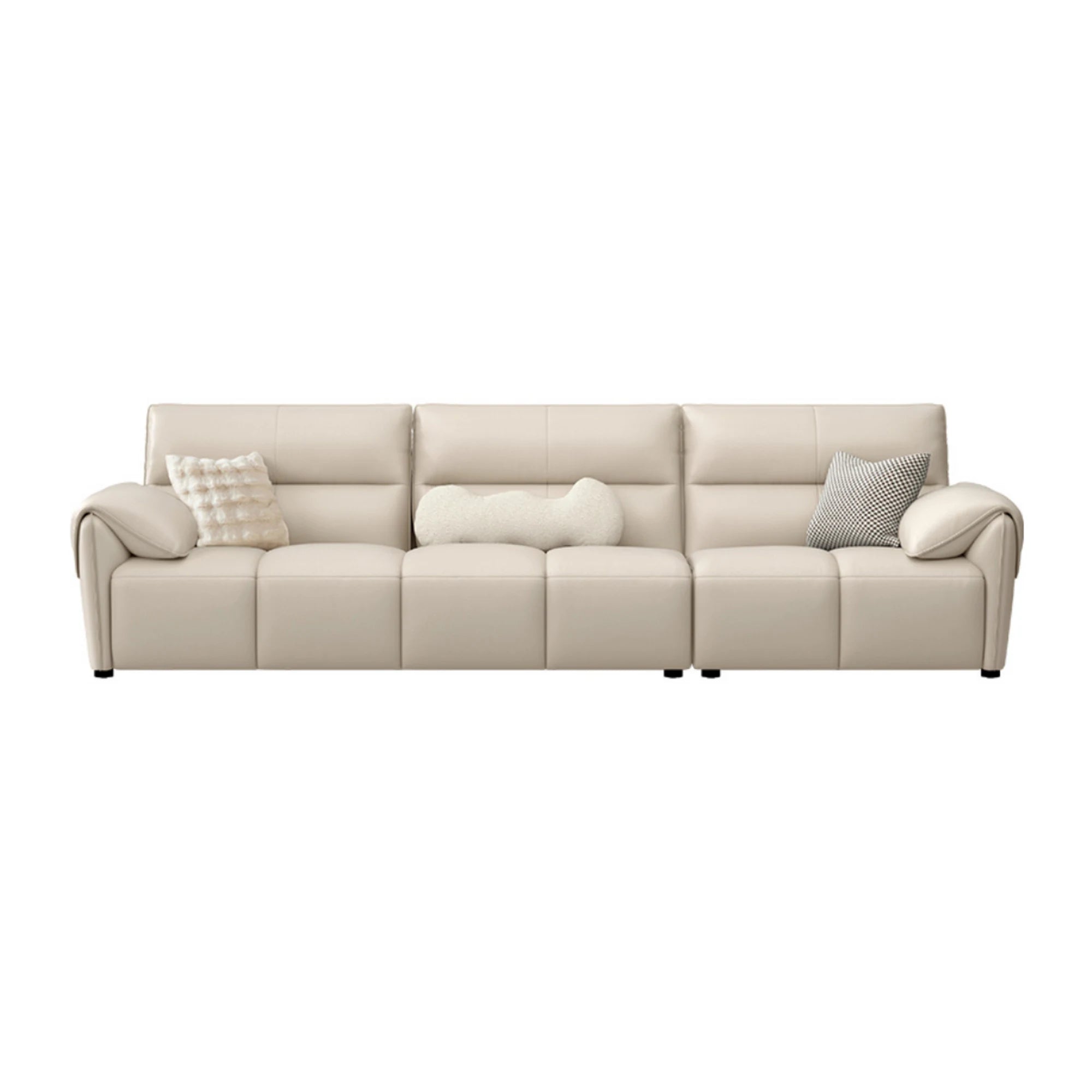 Linspire Plume Leather 5-Seater Sofa, Sand