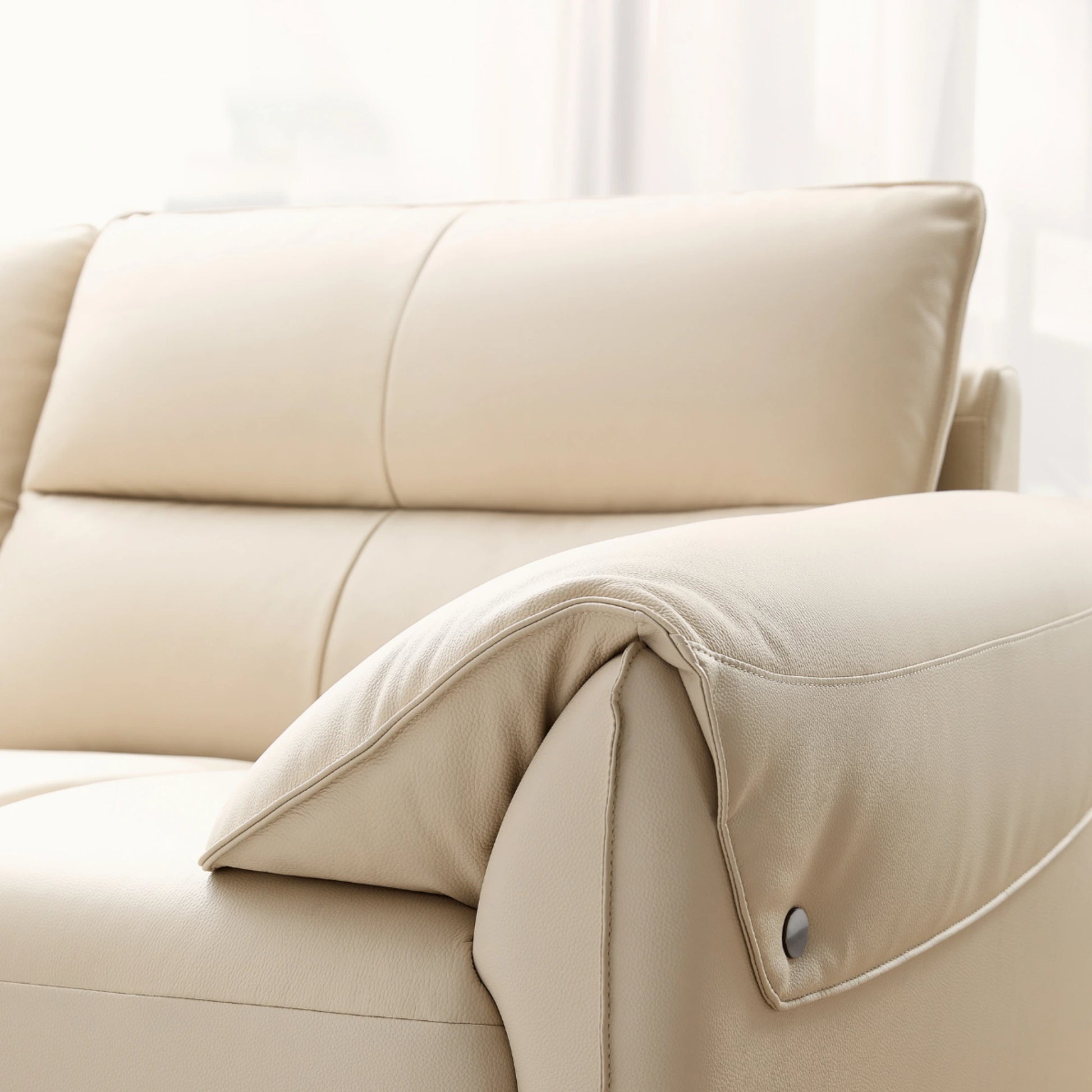 Linspire Plume Leather 5-Seater Sofa, Sand