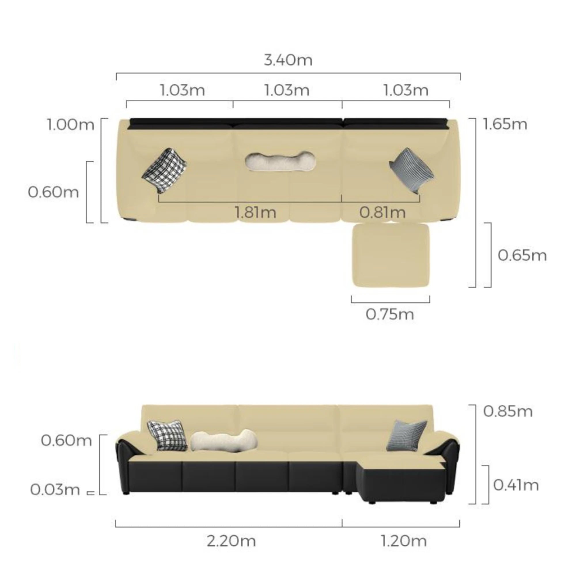 Linspire Plume Leather 5-Seater Sofa, Sand