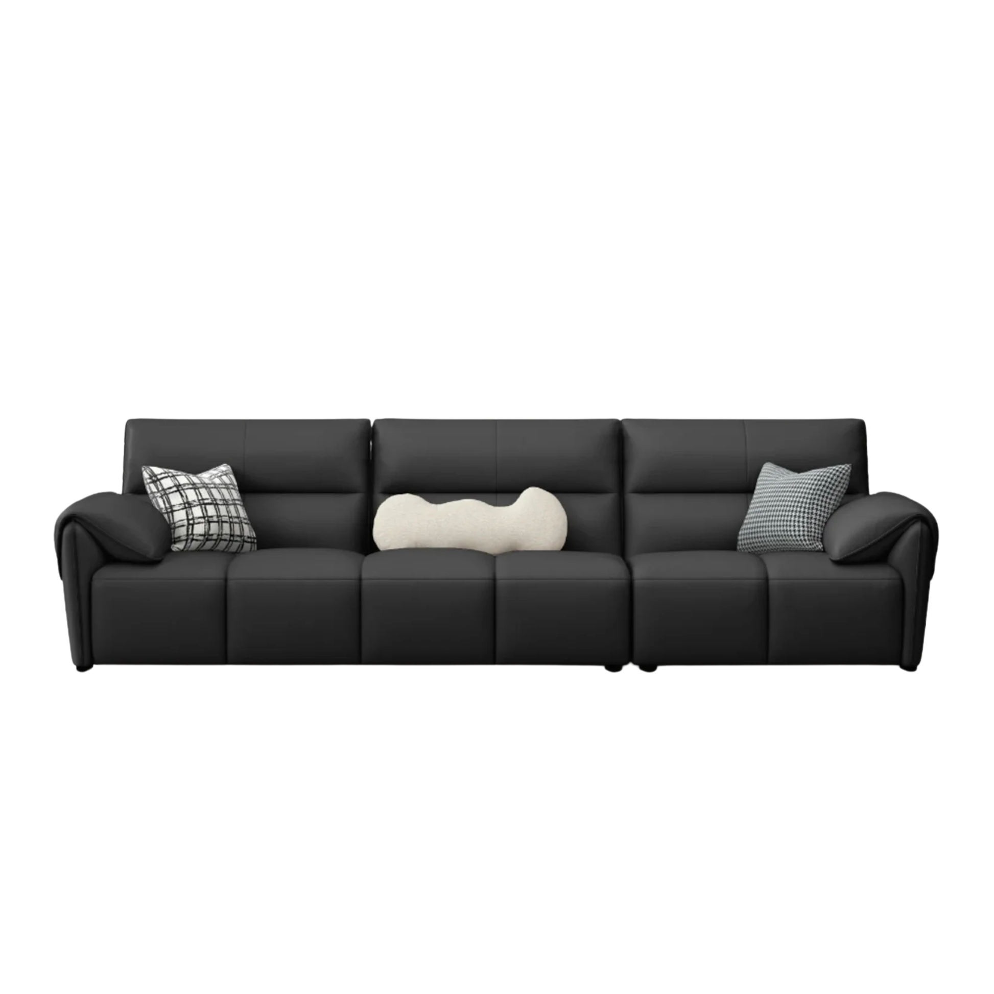 Linspire Plume Leather 4.5-Seater Sofa, Black