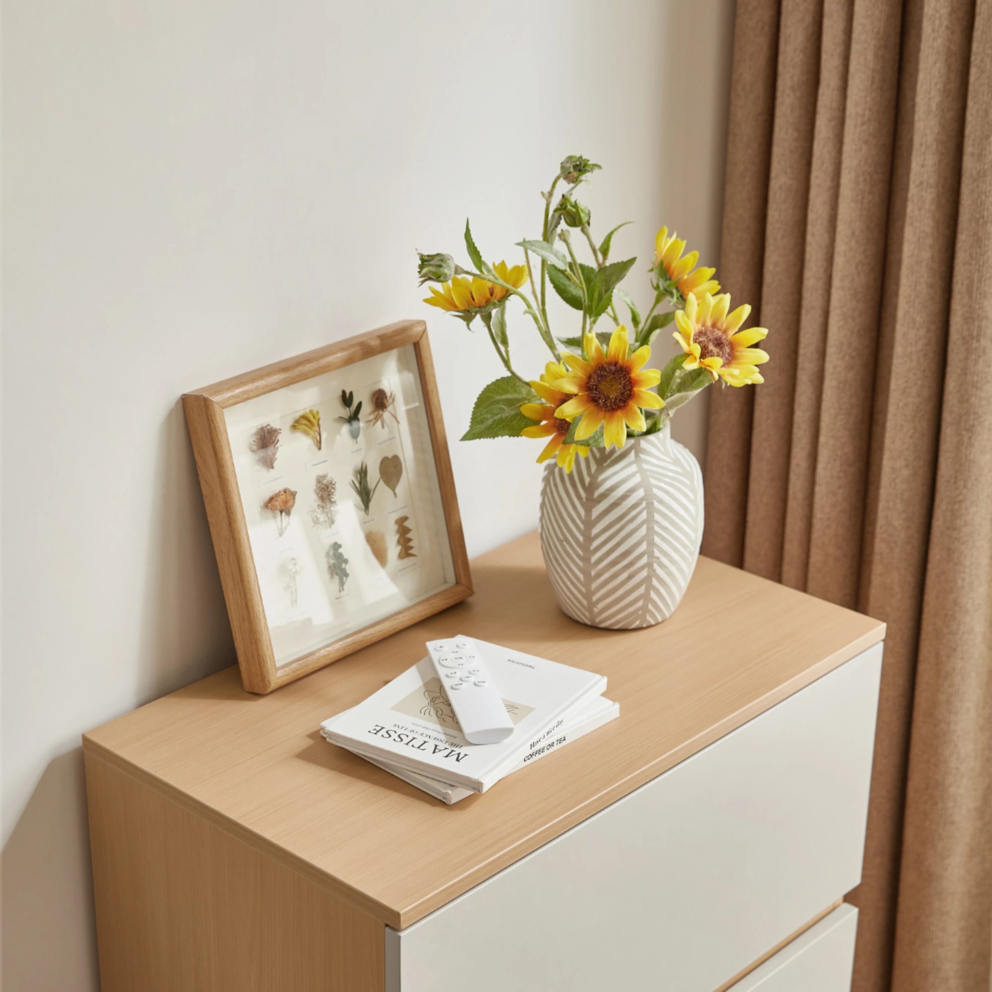 Linspire Rena Chest of 3 Drawers, Light Grey & Natural Wood