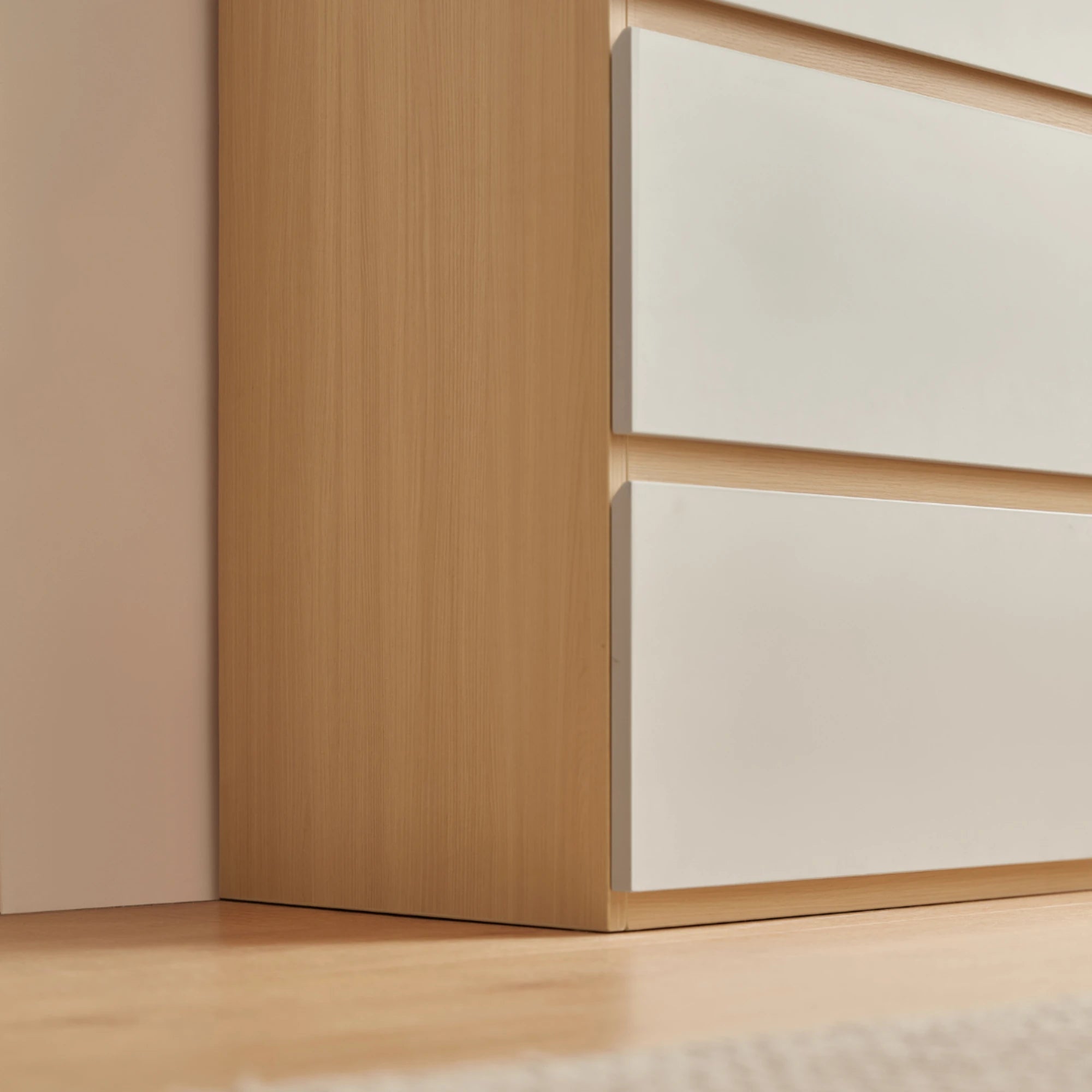 Linspire Rena Chest of 3 Drawers, Light Grey & Natural Wood