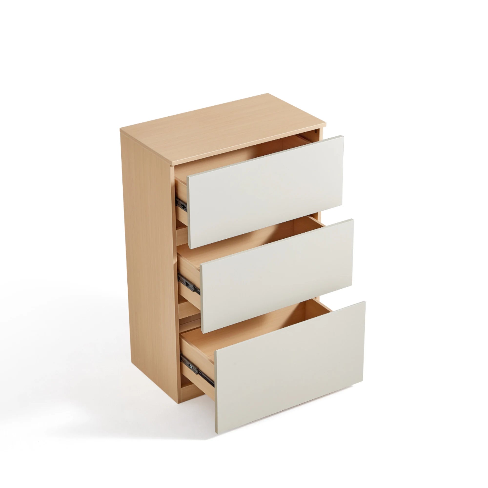 Linspire Rena Chest of 3 Drawers, Light Grey & Natural Wood