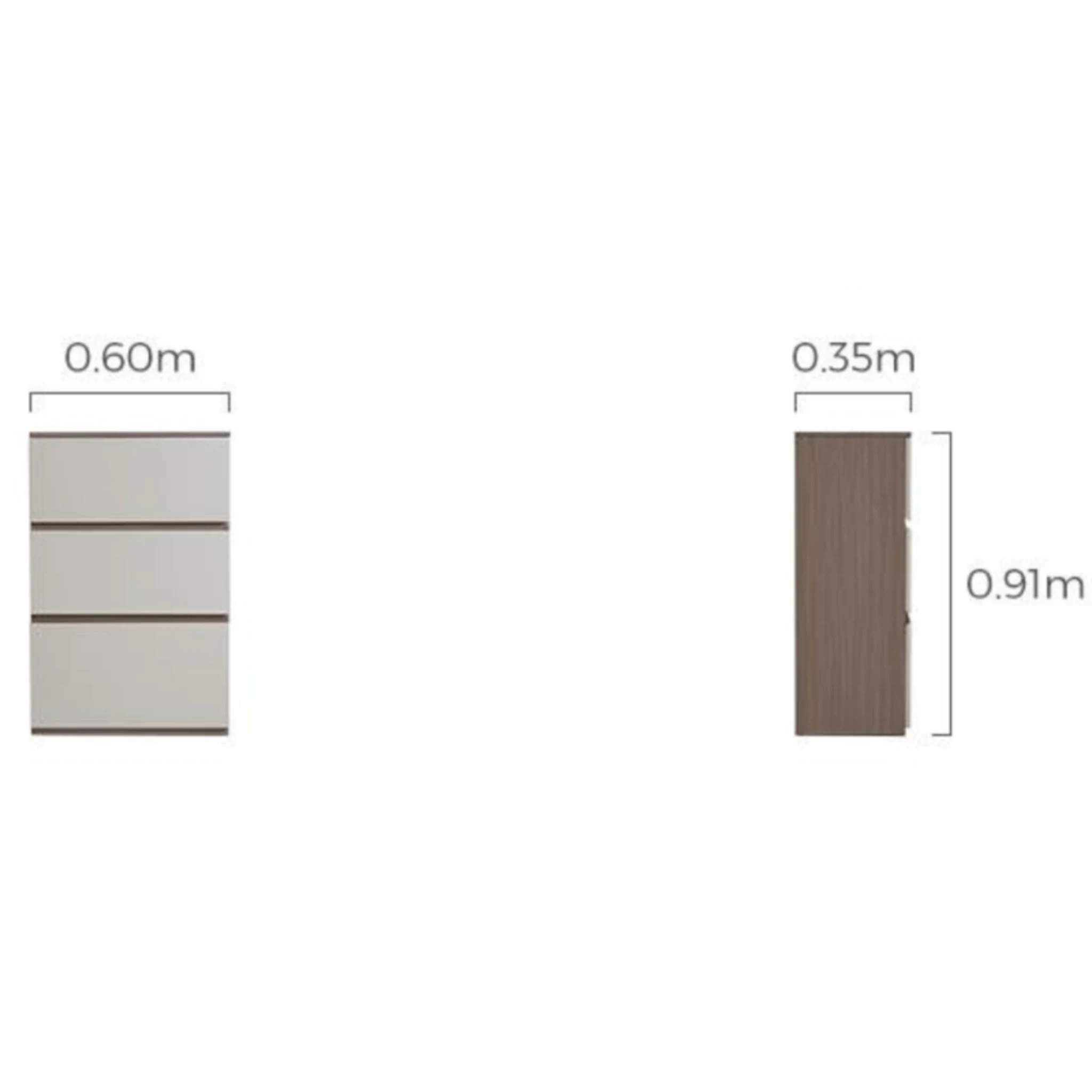 Linspire Rena Chest of 3 Drawers, Light Grey & Natural Wood