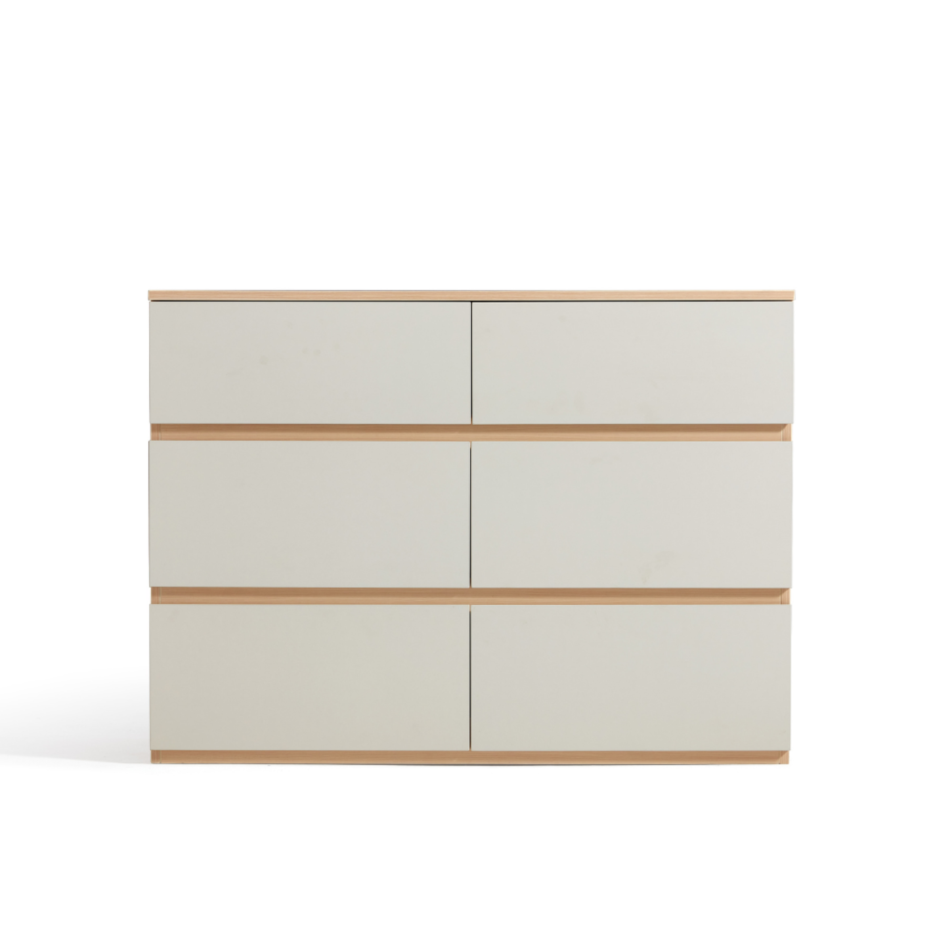 Linspire Rena Chest of 6 Drawers, Light Grey & Natural Wood