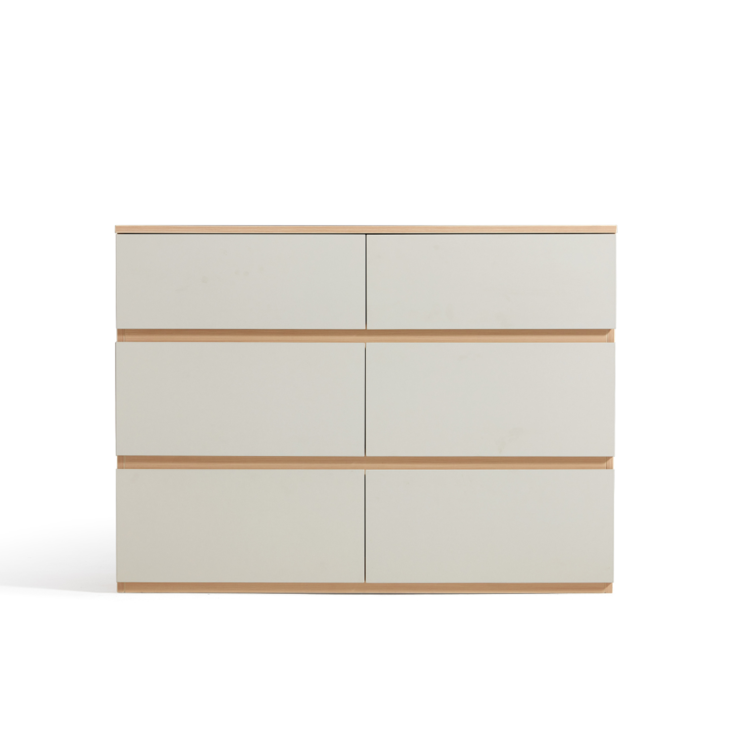 Linspire Rena Chest of 6 Drawers, Light Grey & Natural Wood
