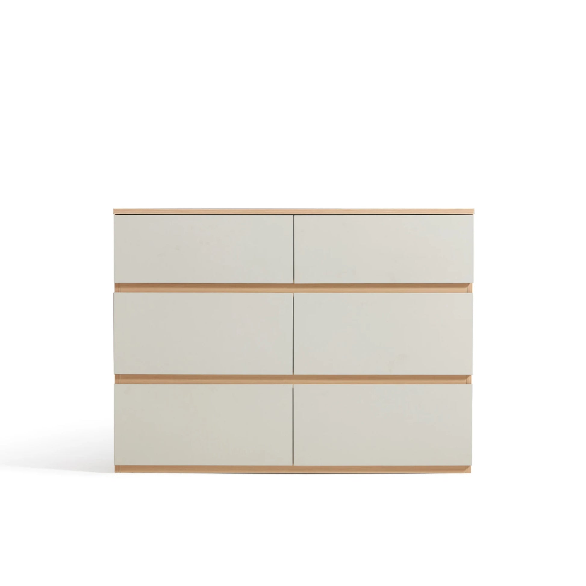 Linspire Rena Chest of 6 Drawers, Light Grey & Natural Wood