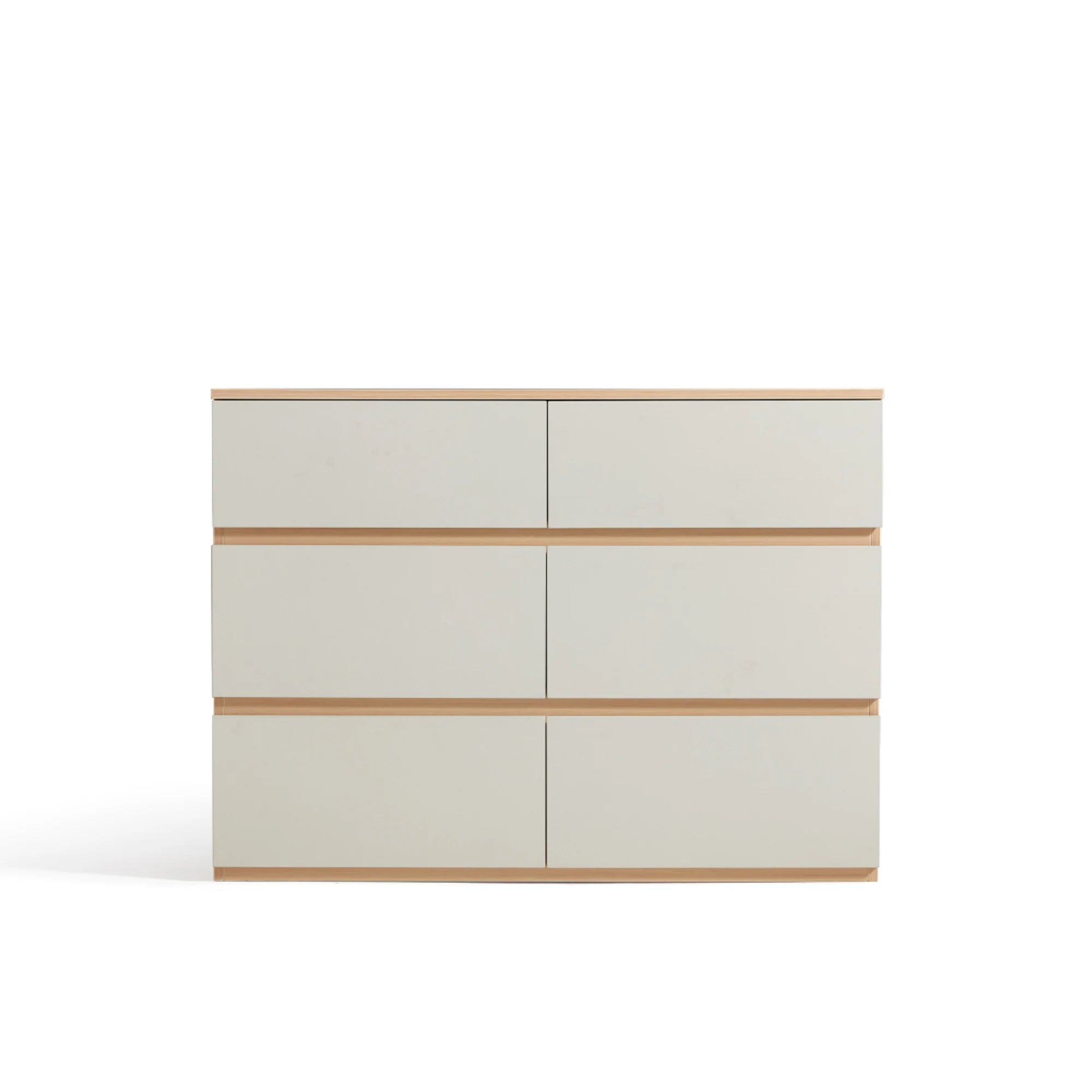 Linspire Rena Chest of 6 Drawers, Light Grey & Natural Wood