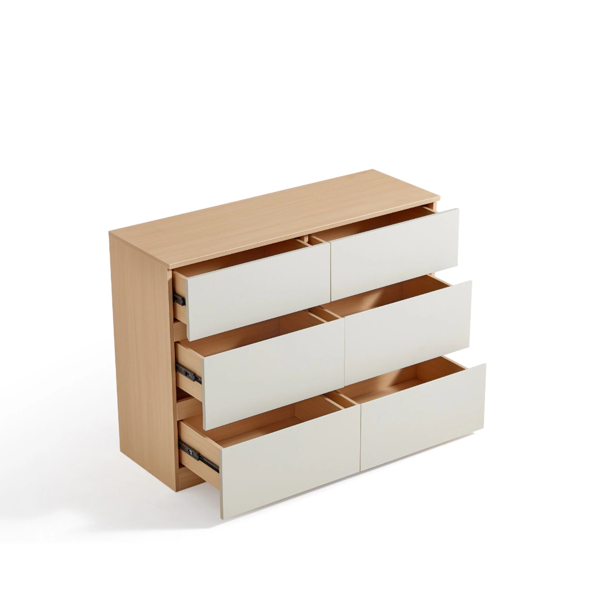 Linspire Rena Chest of 6 Drawers, Light Grey & Natural Wood
