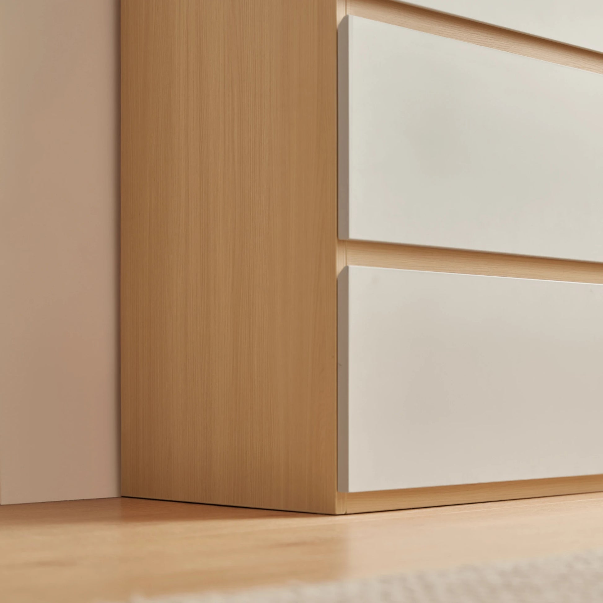 Linspire Rena Chest of 6 Drawers, Light Grey & Natural Wood