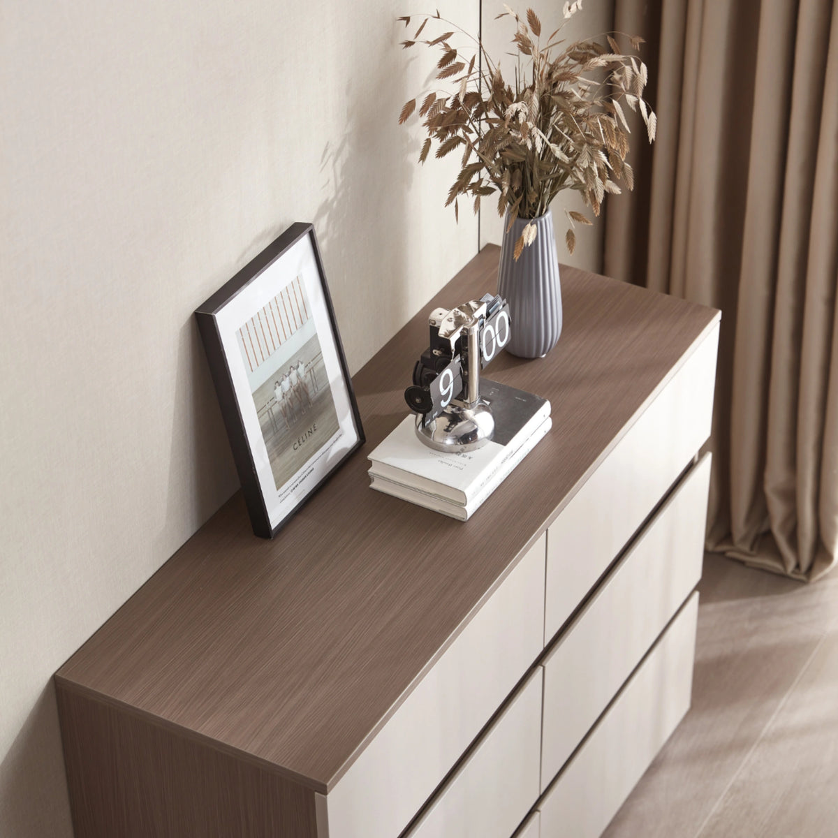 Linisphir Linspire Rena Chest of 6 Drawers Grey + Dark Wood – Urban Sales