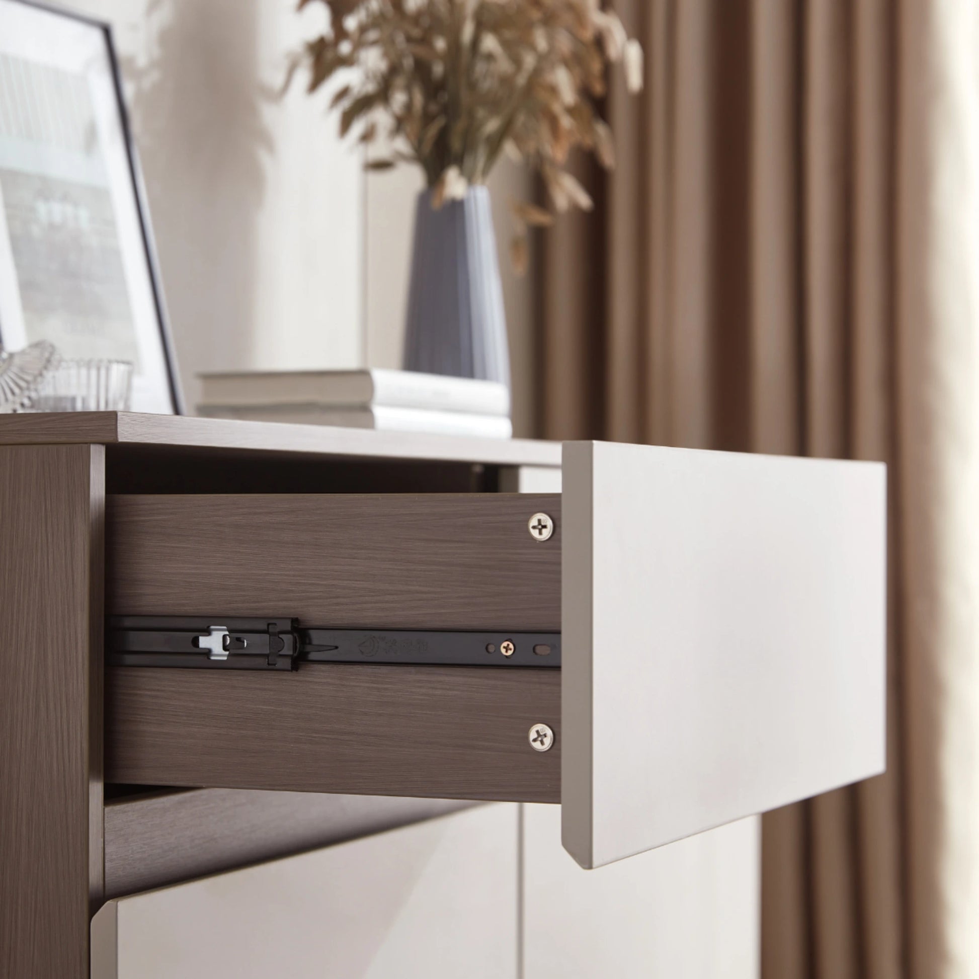 Linspire Rena Chest of 6 Drawers, Grey & Dark Wood